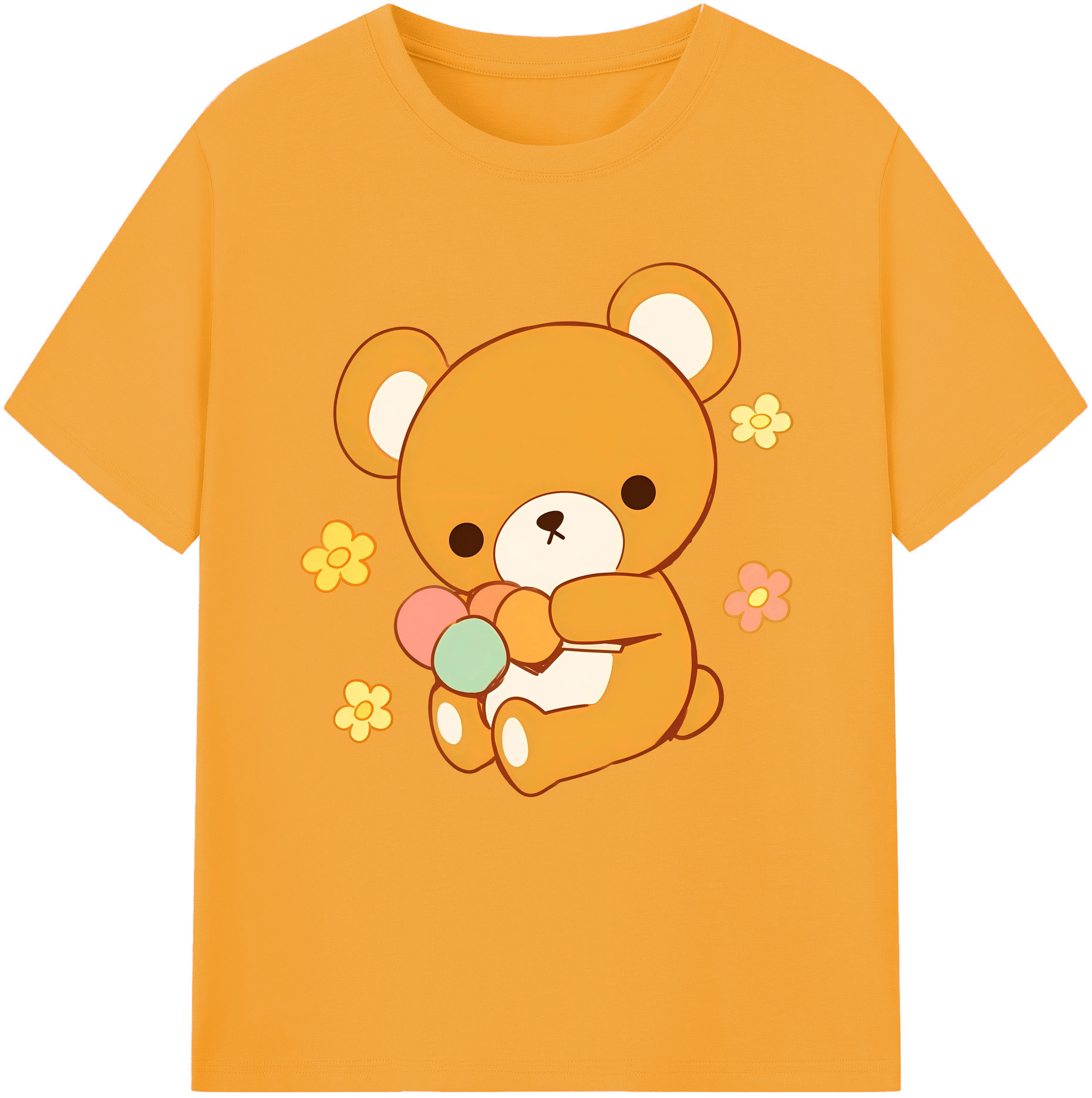 （画像用） リラックマ リラックマ キイロイトリ Rilakkuma Korilakkuma Kiiroitori 綿100％半袖Tシャツ（フロントプリント）