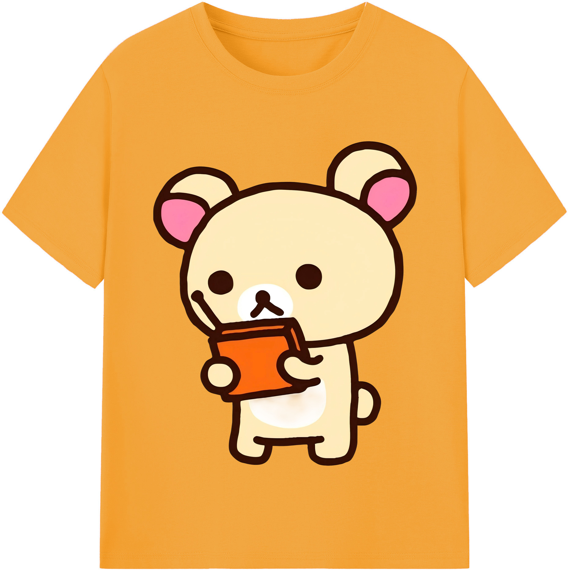 （画像用） リラックマ リラックマ キイロイトリ Rilakkuma Korilakkuma Kiiroitori 綿100％半袖Tシャツ（フロントプリント）
