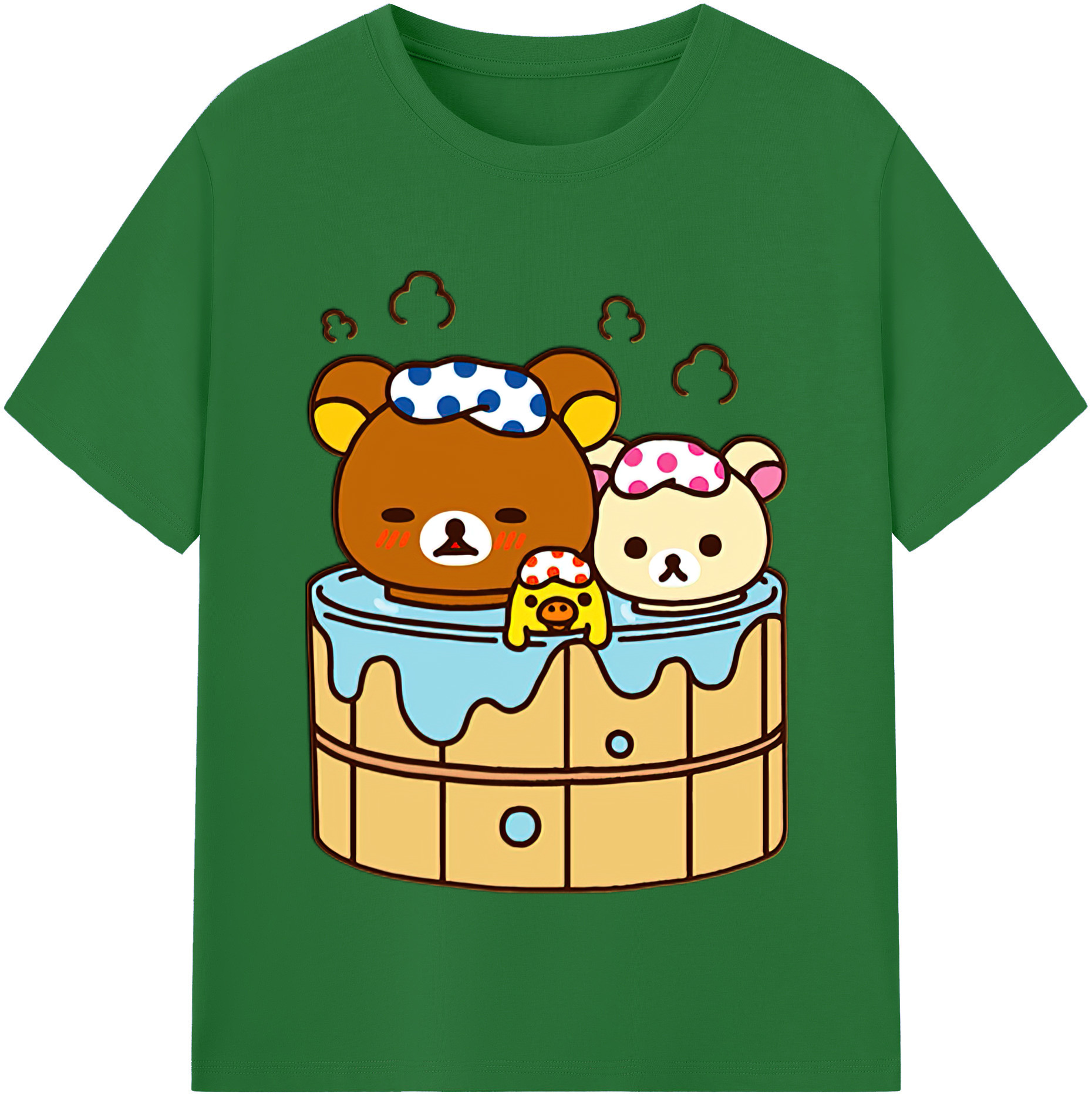 （画像用） リラックマ リラックマ キイロイトリ Rilakkuma Korilakkuma Kiiroitori 綿100％半袖Tシャツ（フロントプリント）