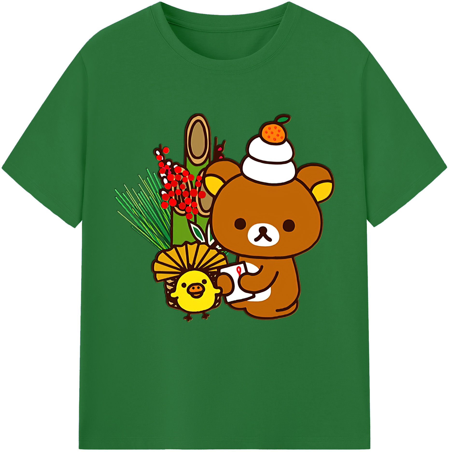 （画像用） リラックマ リラックマ キイロイトリ Rilakkuma Korilakkuma Kiiroitori 綿100％半袖Tシャツ（フロントプリント）