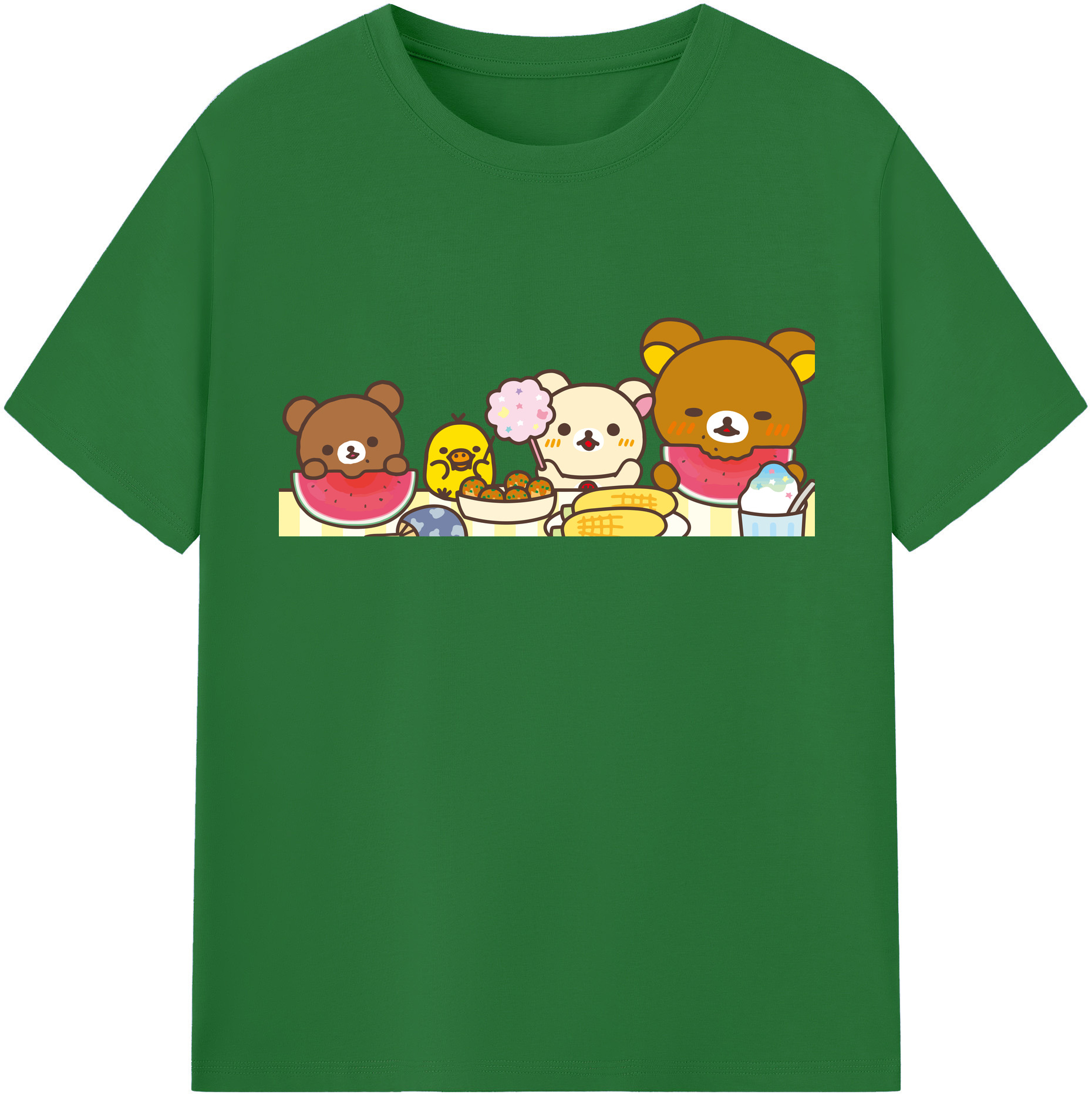 （画像用） リラックマ リラックマ キイロイトリ Rilakkuma Korilakkuma Kiiroitori 綿100％半袖Tシャツ（フロントプリント）