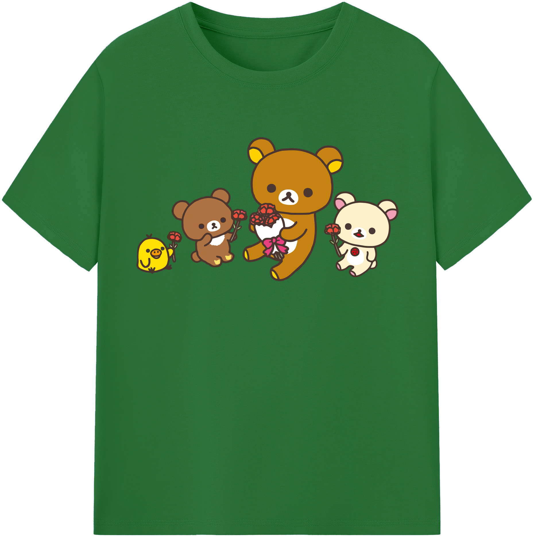 （画像用） リラックマ リラックマ キイロイトリ Rilakkuma Korilakkuma Kiiroitori 綿100％半袖Tシャツ（フロントプリント）
