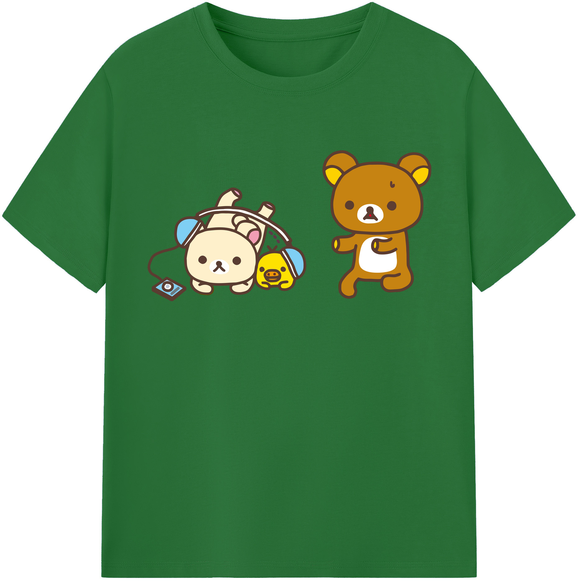 （画像用） リラックマ リラックマ キイロイトリ Rilakkuma Korilakkuma Kiiroitori 綿100％半袖Tシャツ（フロントプリント）