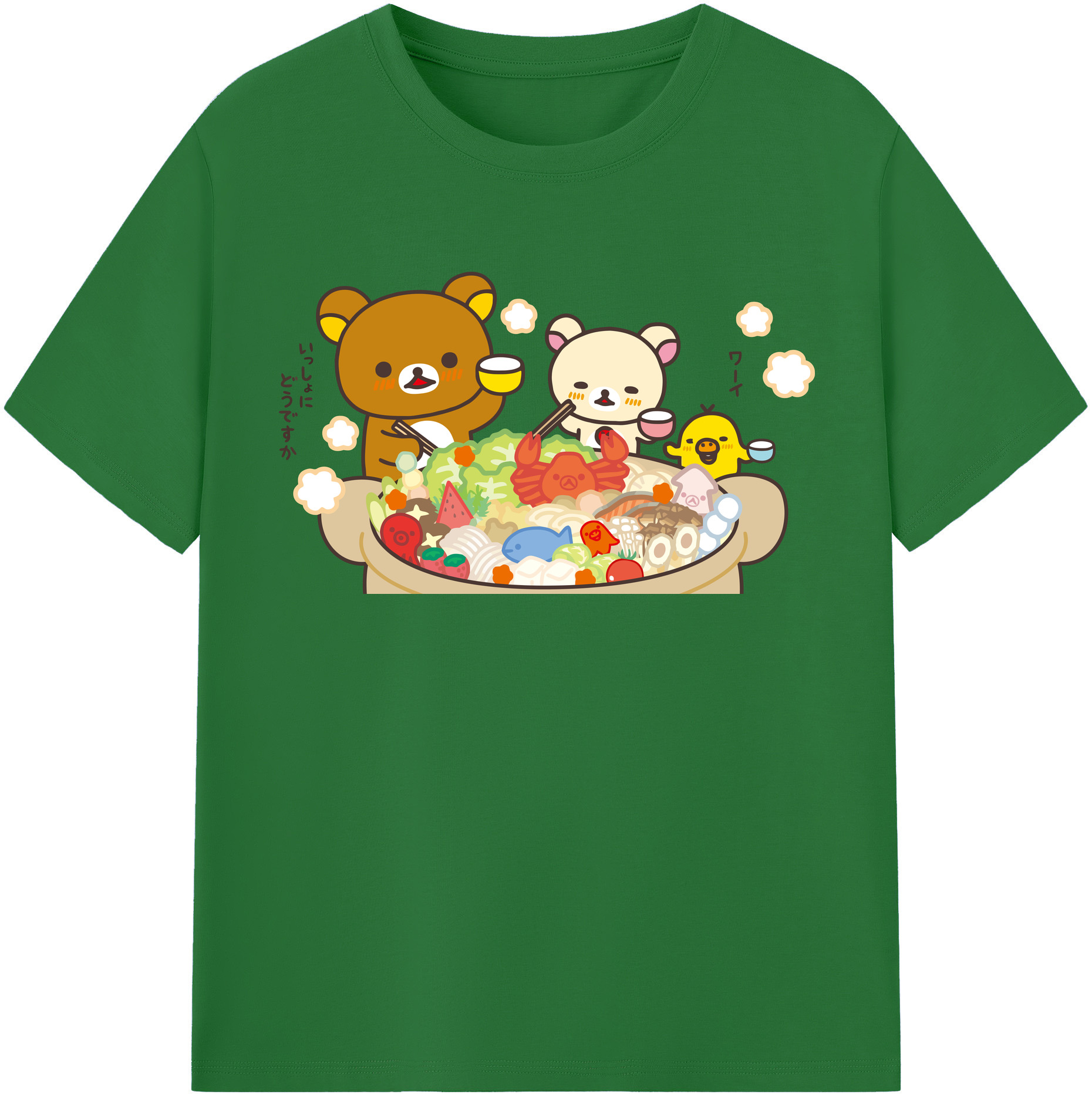 （画像用） リラックマ リラックマ キイロイトリ Rilakkuma Korilakkuma Kiiroitori 綿100％半袖Tシャツ（フロントプリント）