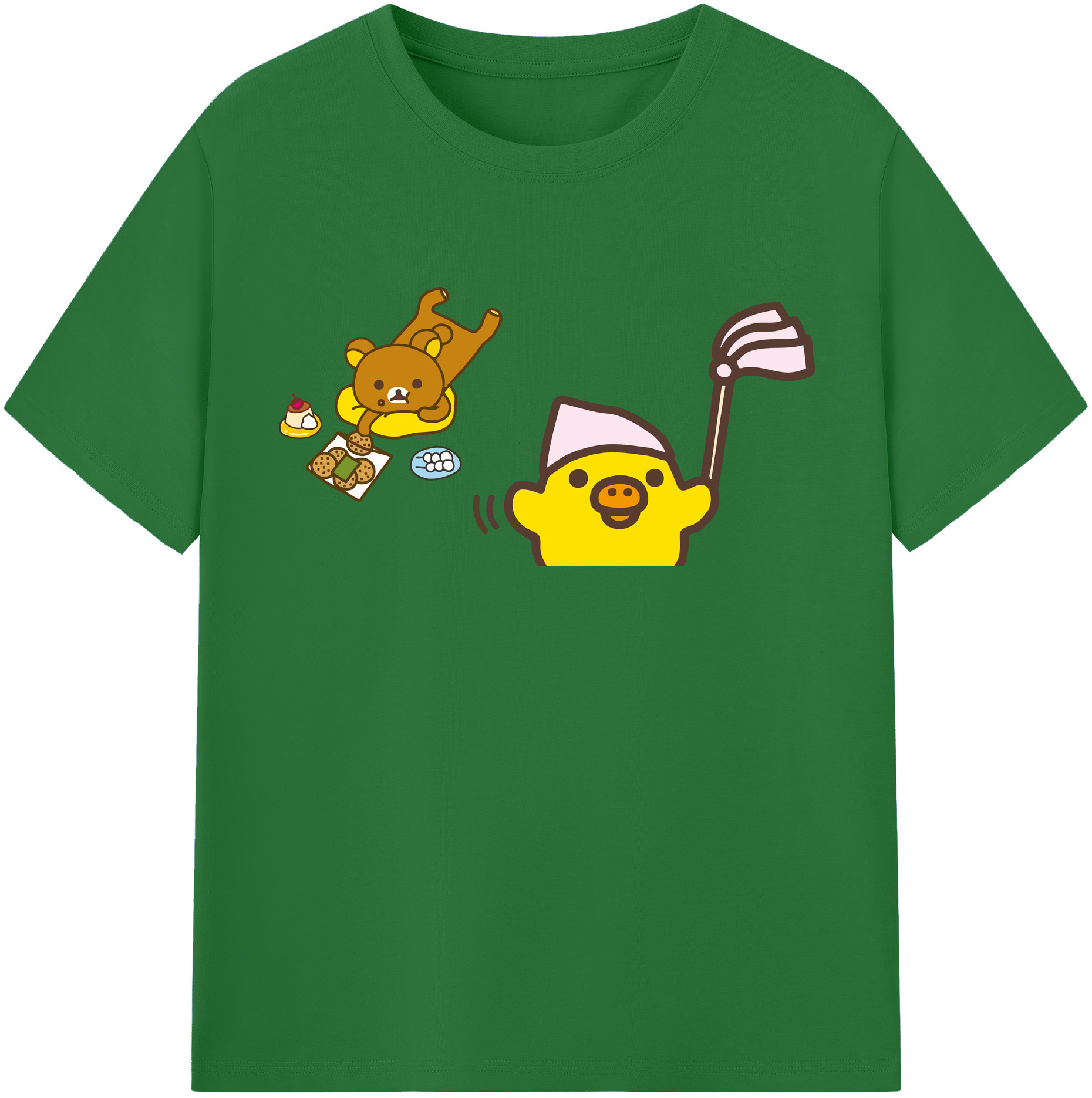 （画像用） リラックマ リラックマ キイロイトリ Rilakkuma Korilakkuma Kiiroitori 綿100％半袖Tシャツ（フロントプリント）
