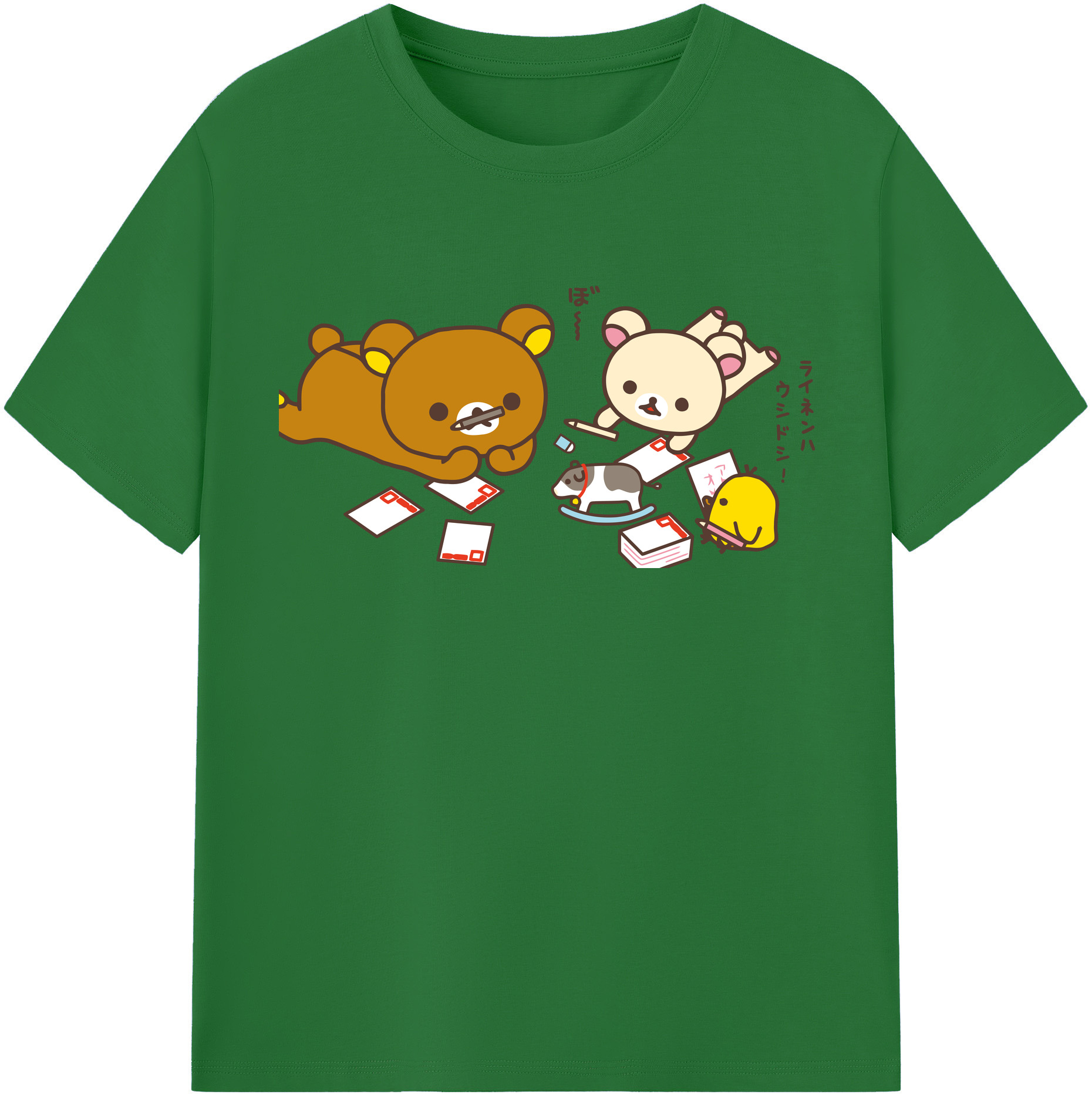 （画像用） リラックマ リラックマ キイロイトリ Rilakkuma Korilakkuma Kiiroitori 綿100％半袖Tシャツ（フロントプリント）