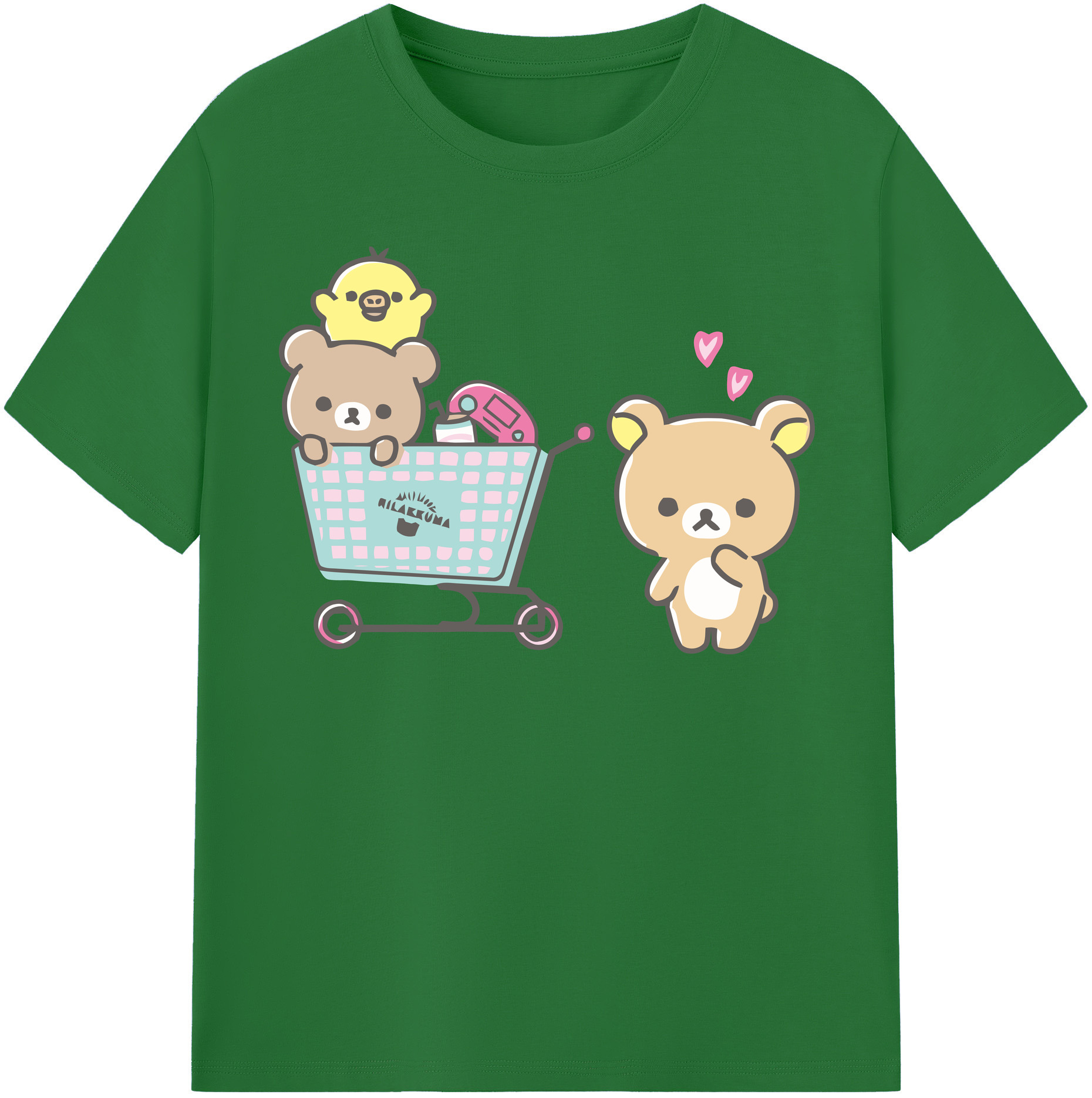 （画像用） リラックマ リラックマ キイロイトリ Rilakkuma Korilakkuma Kiiroitori 綿100％半袖Tシャツ（フロントプリント）