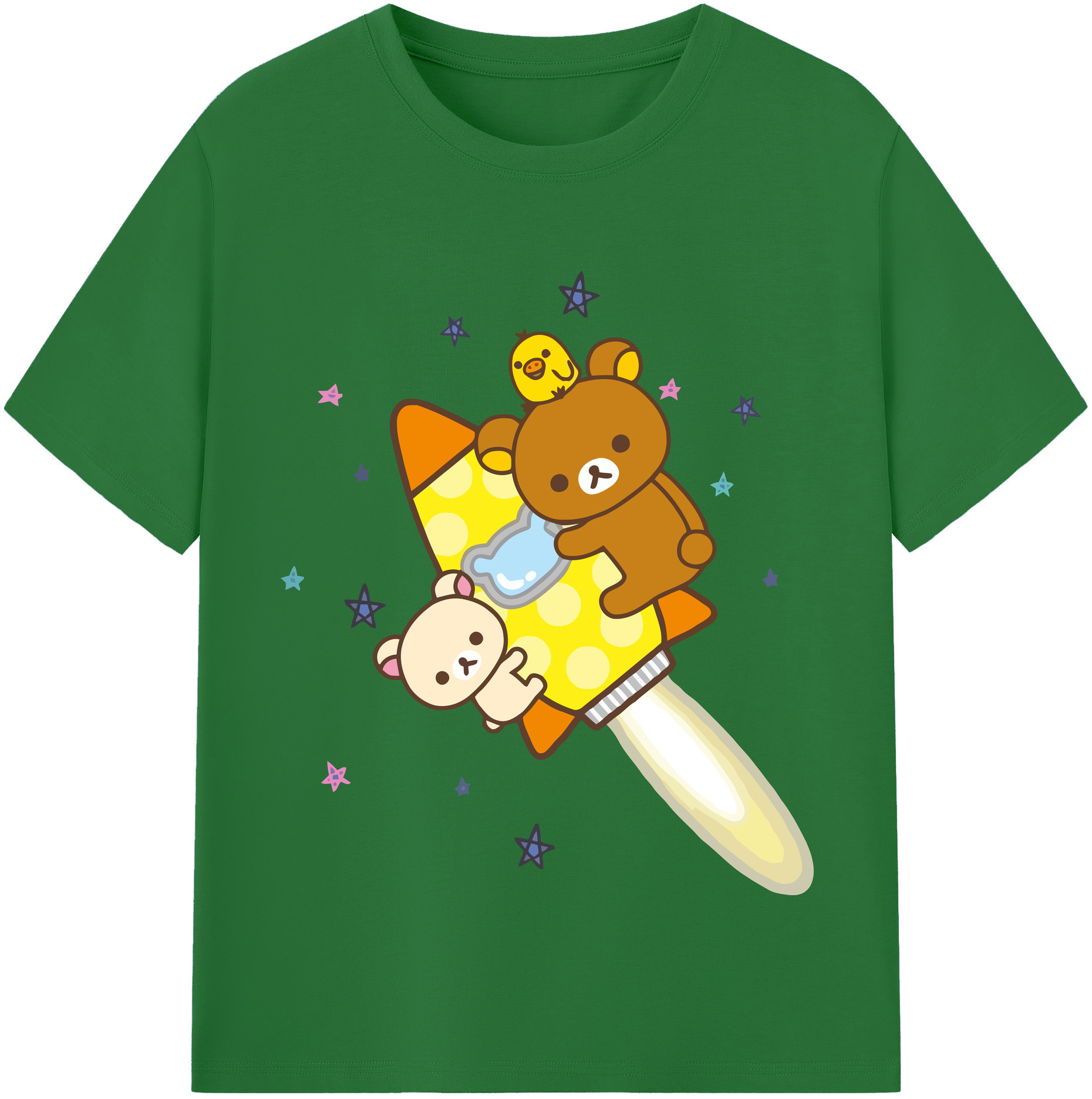 （画像用） リラックマ リラックマ キイロイトリ Rilakkuma Korilakkuma Kiiroitori 綿100％半袖Tシャツ（フロントプリント）