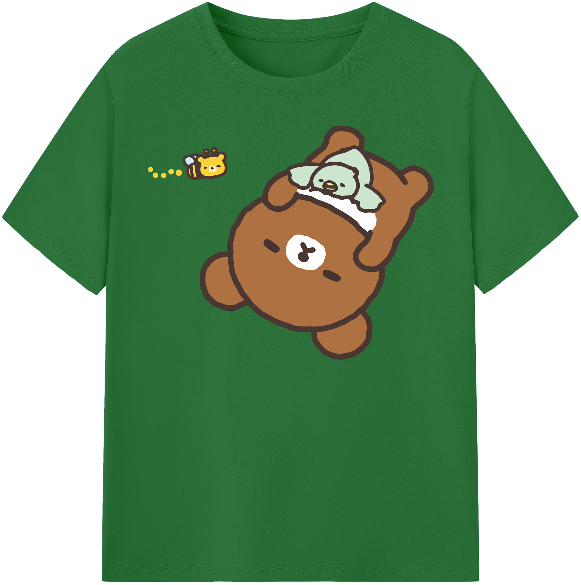 （画像用） リラックマ リラックマ キイロイトリ Rilakkuma Korilakkuma Kiiroitori 綿100％半袖Tシャツ（フロントプリント）