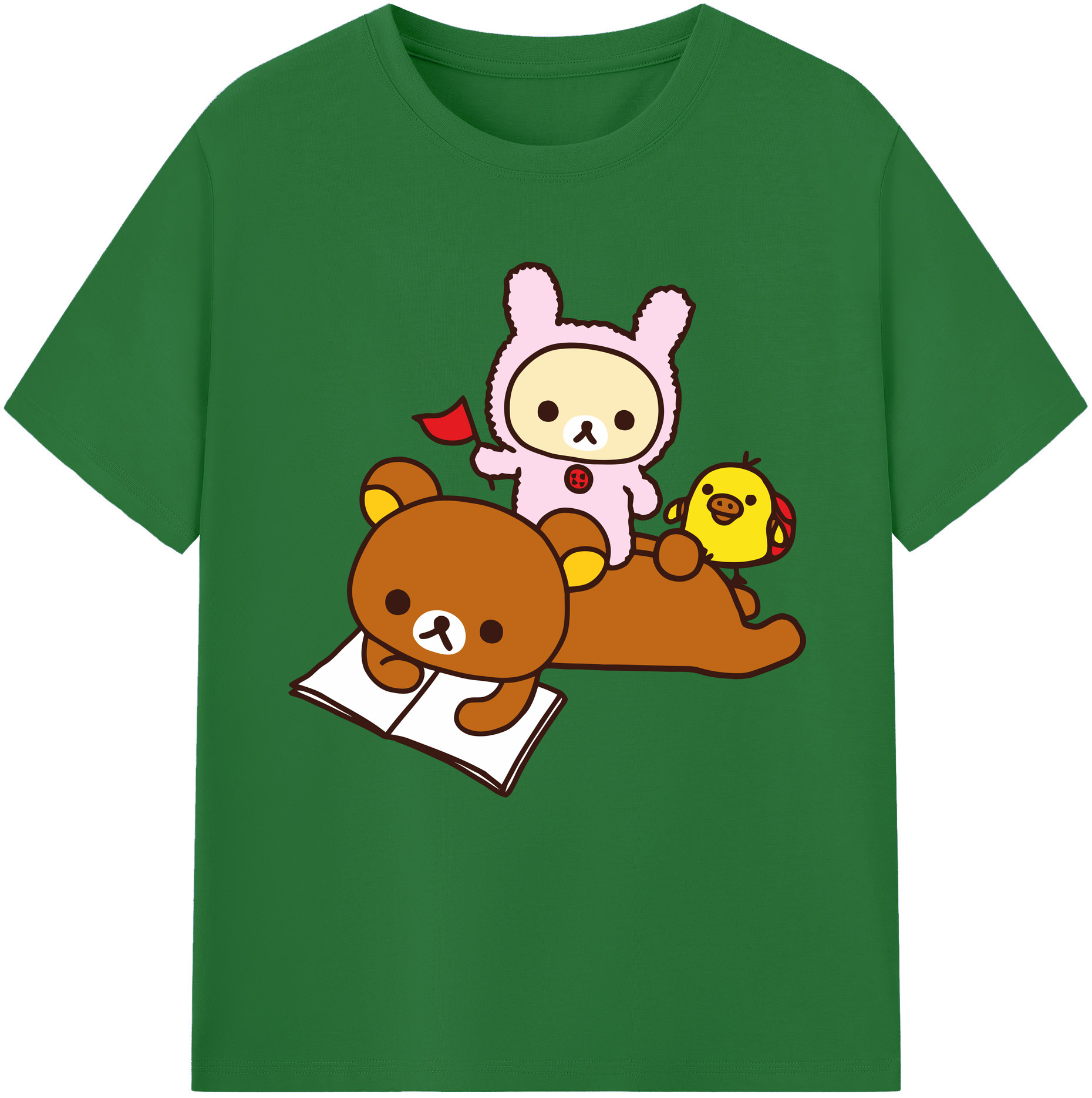 （画像用） リラックマ リラックマ キイロイトリ Rilakkuma Korilakkuma Kiiroitori 綿100％半袖Tシャツ（フロントプリント）
