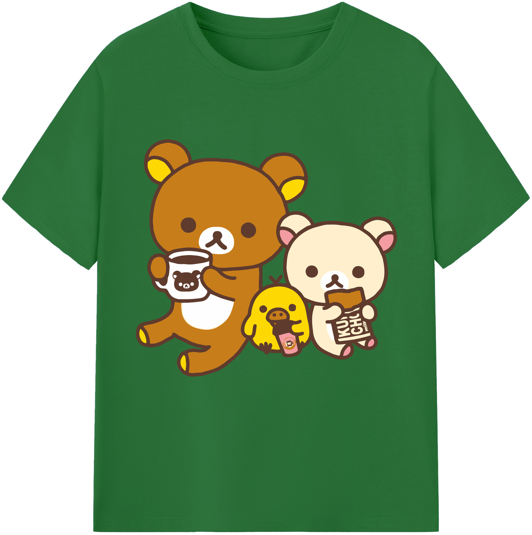 （画像用） リラックマ リラックマ キイロイトリ Rilakkuma Korilakkuma Kiiroitori 綿100％半袖Tシャツ（フロントプリント）