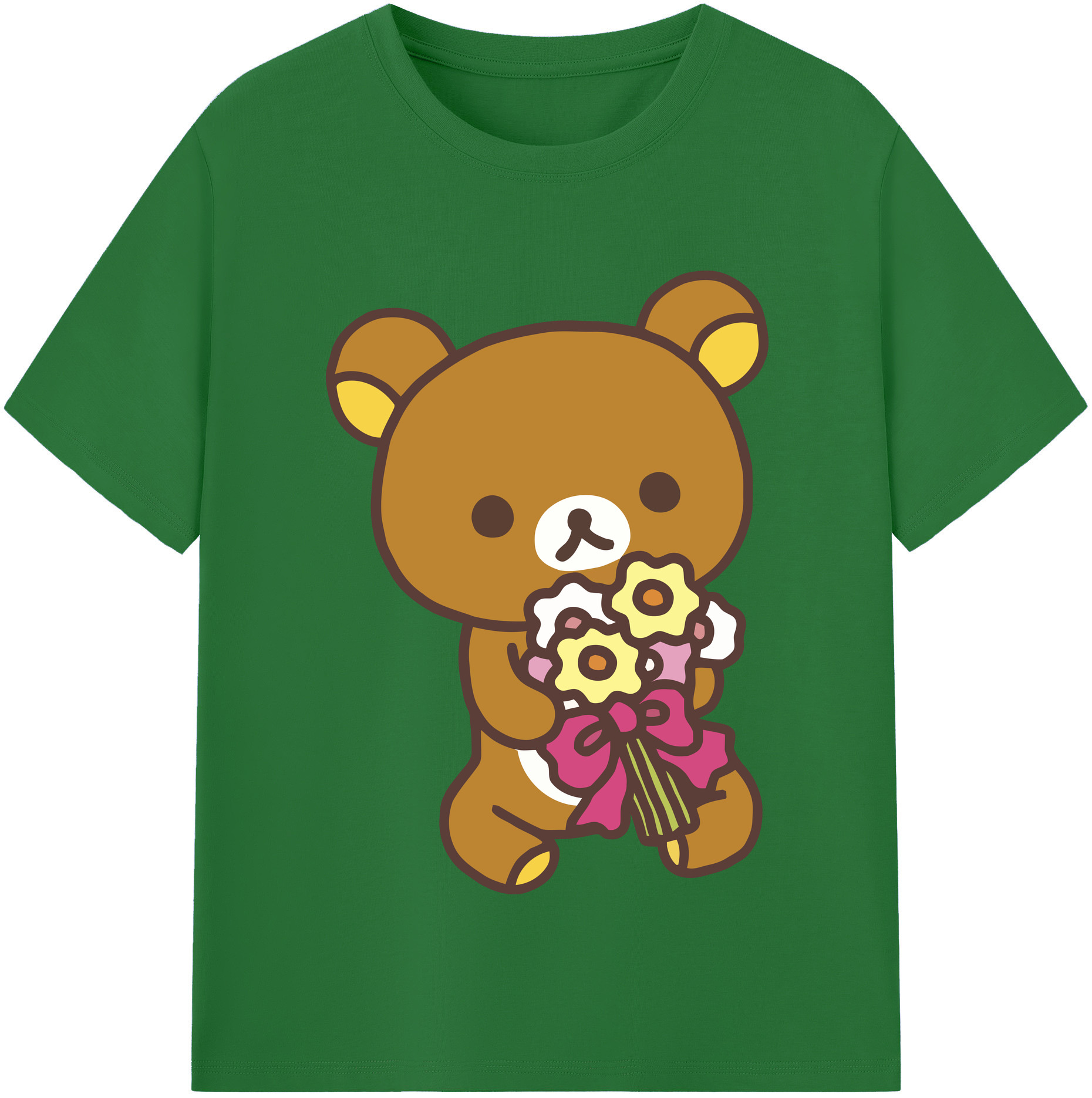 （画像用） リラックマ リラックマ キイロイトリ Rilakkuma Korilakkuma Kiiroitori 綿100％半袖Tシャツ（フロントプリント）