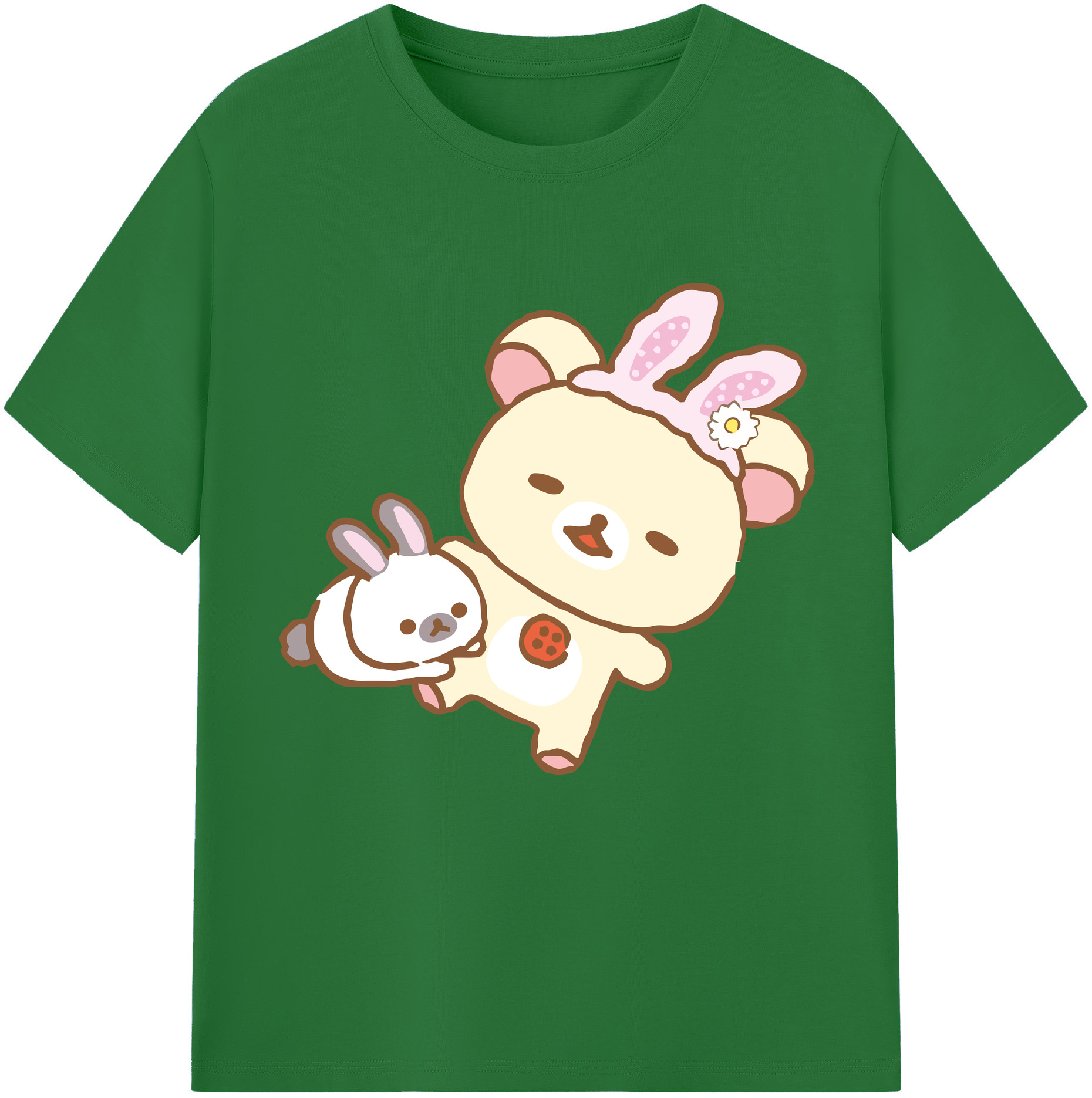 （画像用） リラックマ リラックマ キイロイトリ Rilakkuma Korilakkuma Kiiroitori 綿100％半袖Tシャツ（フロントプリント）
