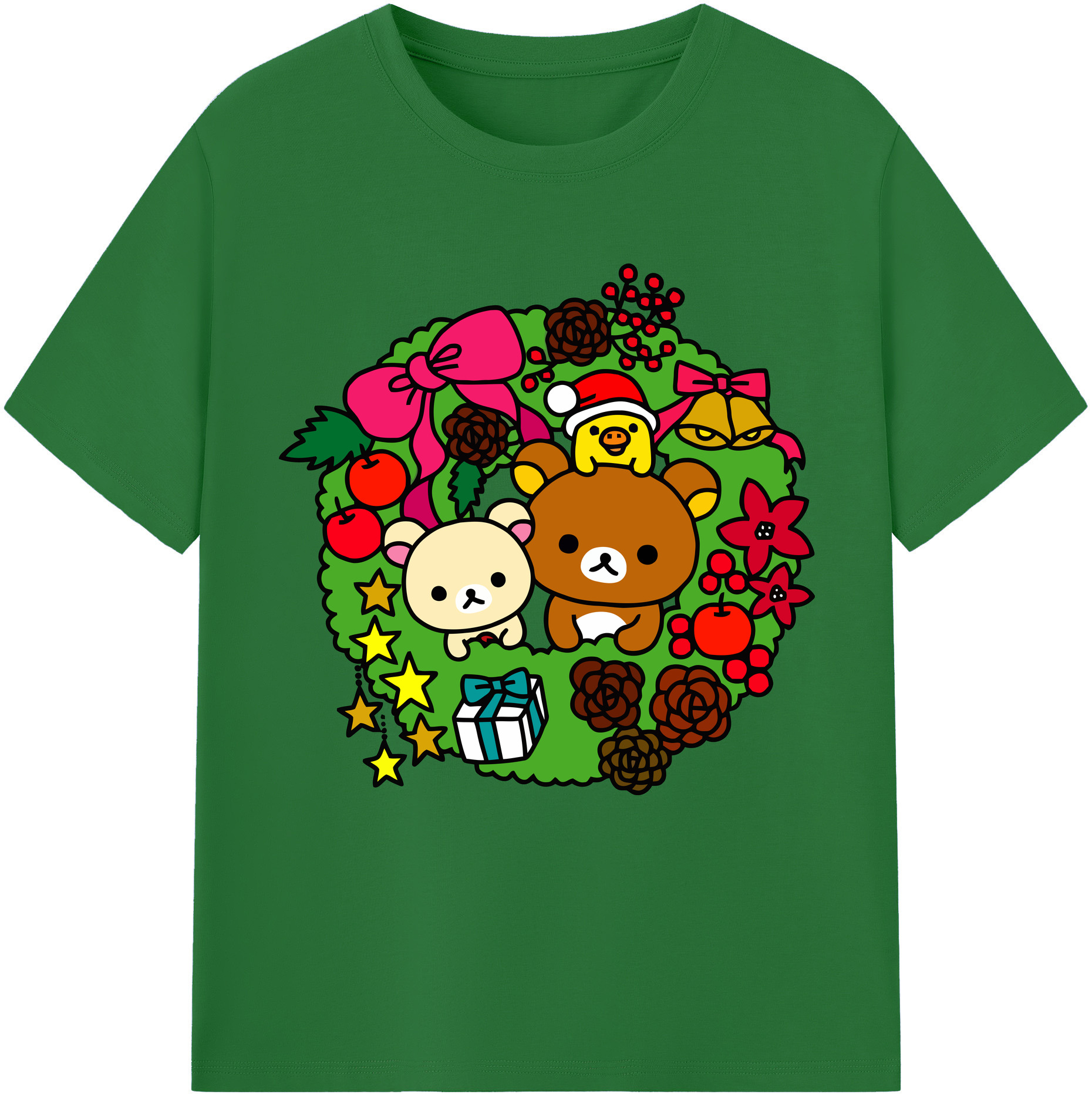 （画像用） リラックマ リラックマ キイロイトリ Rilakkuma Korilakkuma Kiiroitori 綿100％半袖Tシャツ（フロントプリント）