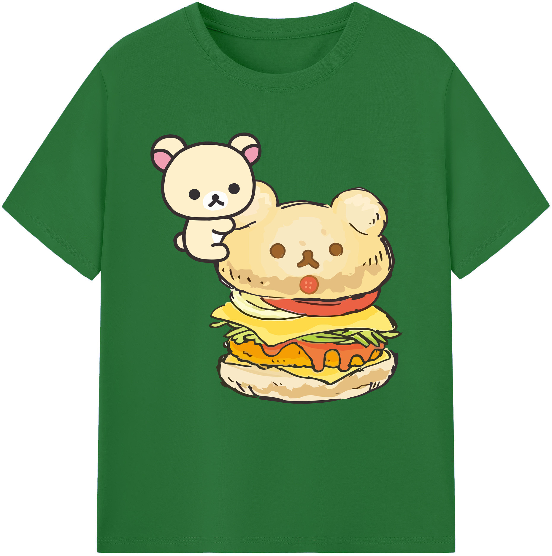 （画像用） リラックマ リラックマ キイロイトリ Rilakkuma Korilakkuma Kiiroitori 綿100％半袖Tシャツ（フロントプリント）