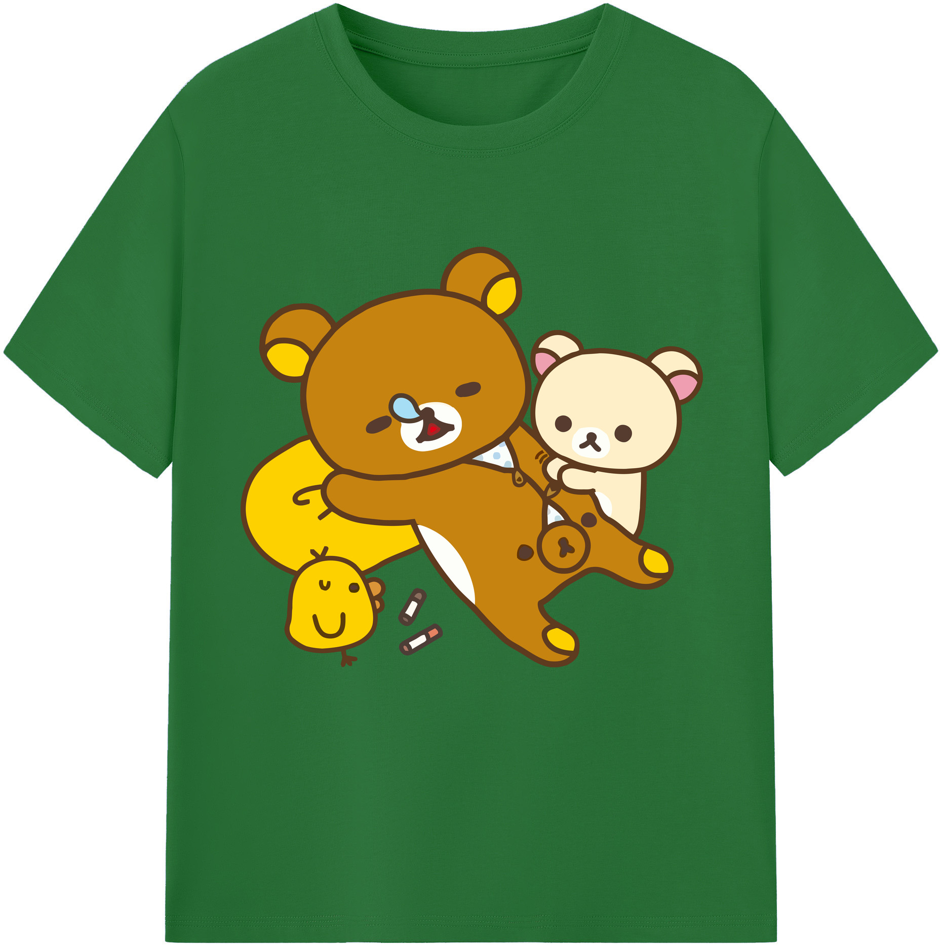 （画像用） リラックマ リラックマ キイロイトリ Rilakkuma Korilakkuma Kiiroitori 綿100％半袖Tシャツ（フロントプリント）