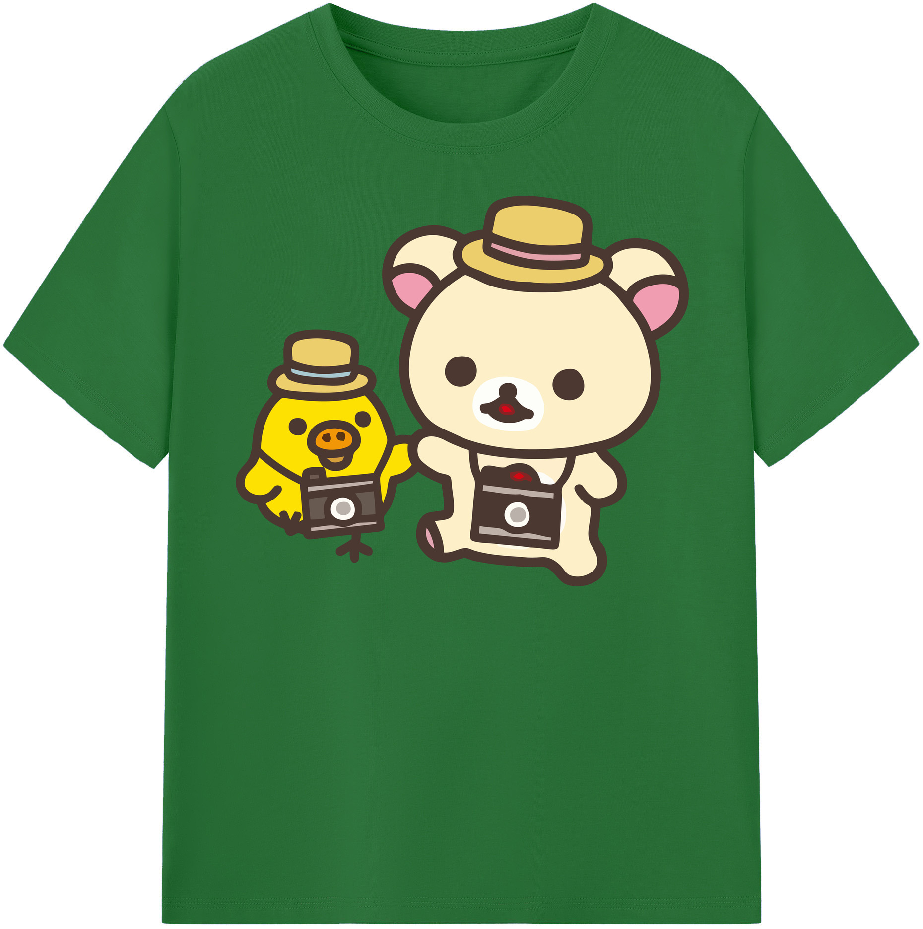（画像用） リラックマ リラックマ キイロイトリ Rilakkuma Korilakkuma Kiiroitori 綿100％半袖Tシャツ（フロントプリント）