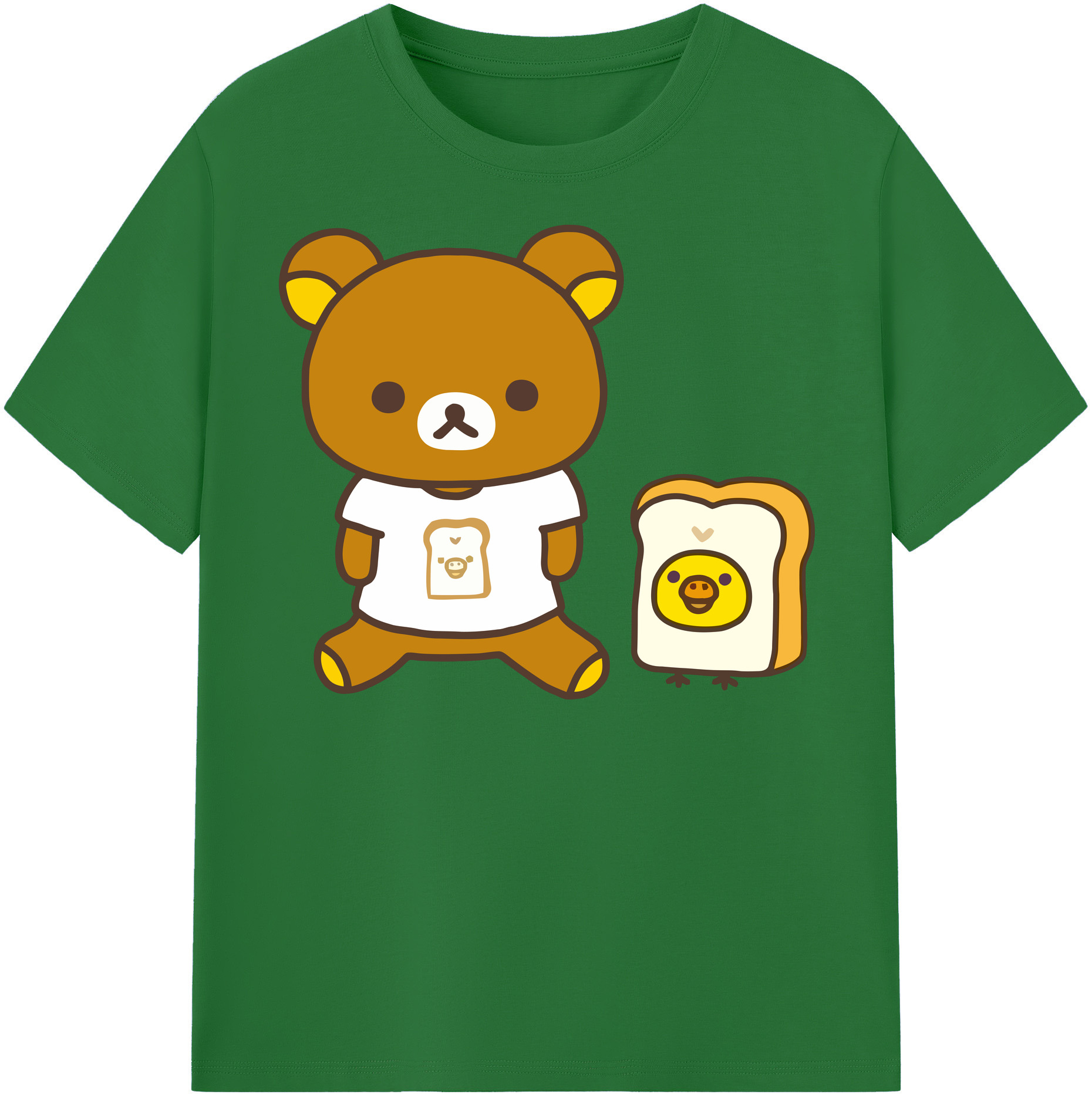 （画像用） リラックマ リラックマ キイロイトリ Rilakkuma Korilakkuma Kiiroitori 綿100％半袖Tシャツ（フロントプリント）