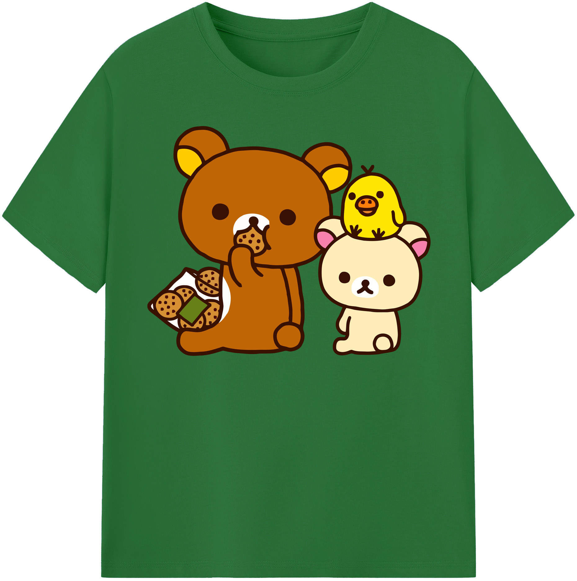 （画像用） リラックマ リラックマ キイロイトリ Rilakkuma Korilakkuma Kiiroitori 綿100％半袖Tシャツ（フロントプリント）