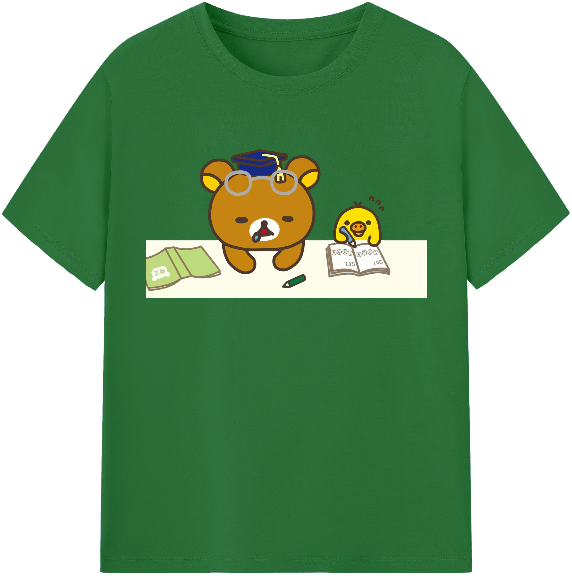 （画像用） リラックマ リラックマ キイロイトリ Rilakkuma Korilakkuma Kiiroitori 綿100％半袖Tシャツ（フロントプリント）