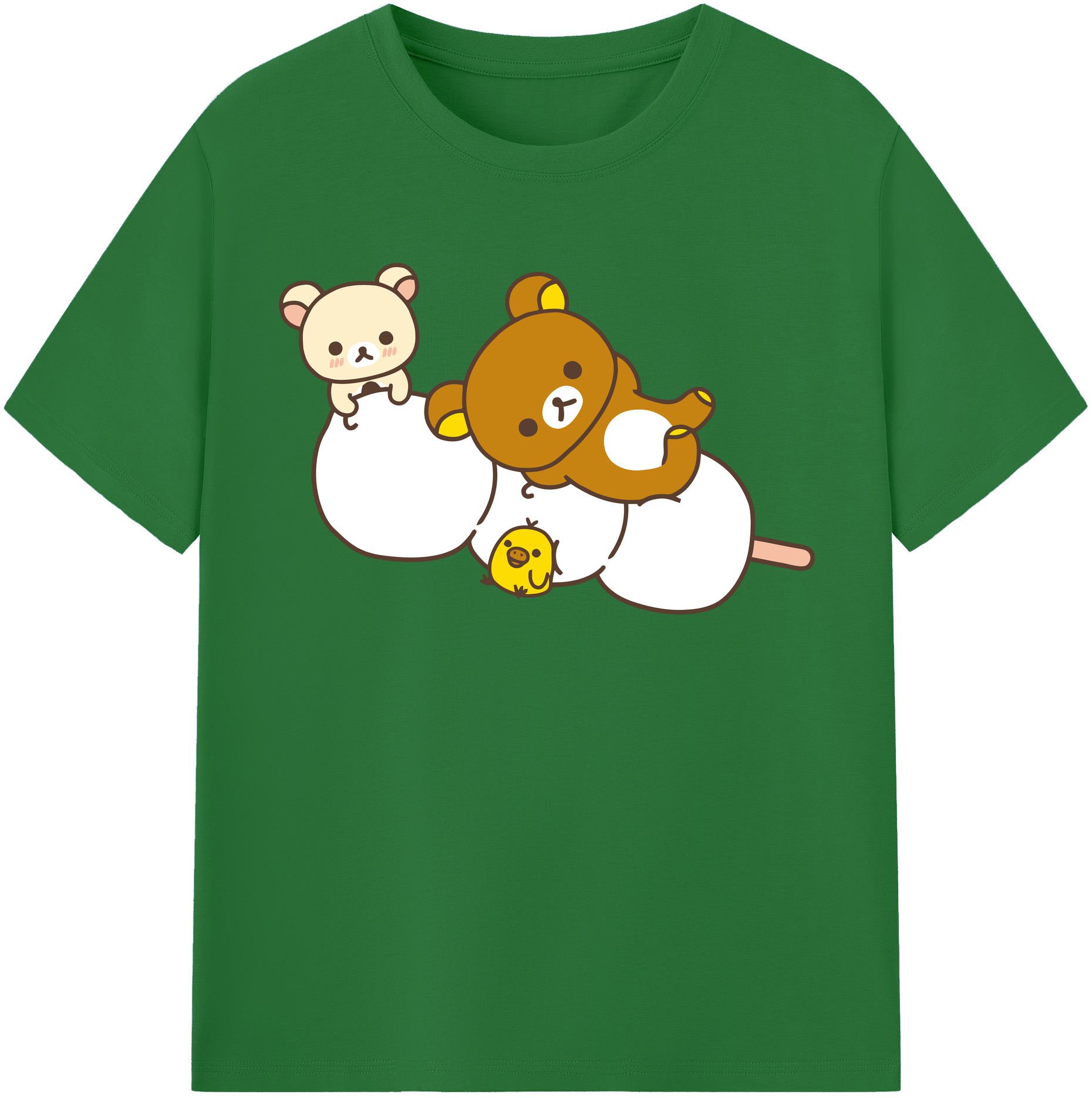 （画像用） リラックマ リラックマ キイロイトリ Rilakkuma Korilakkuma Kiiroitori 綿100％半袖Tシャツ（フロントプリント）