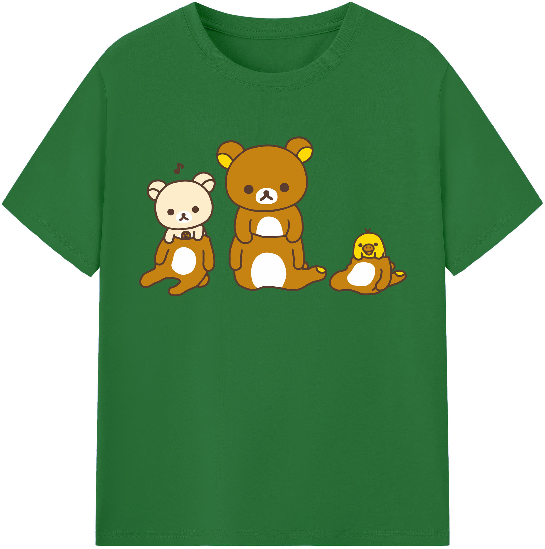 （画像用） リラックマ リラックマ キイロイトリ Rilakkuma Korilakkuma Kiiroitori 綿100％半袖Tシャツ（フロントプリント）