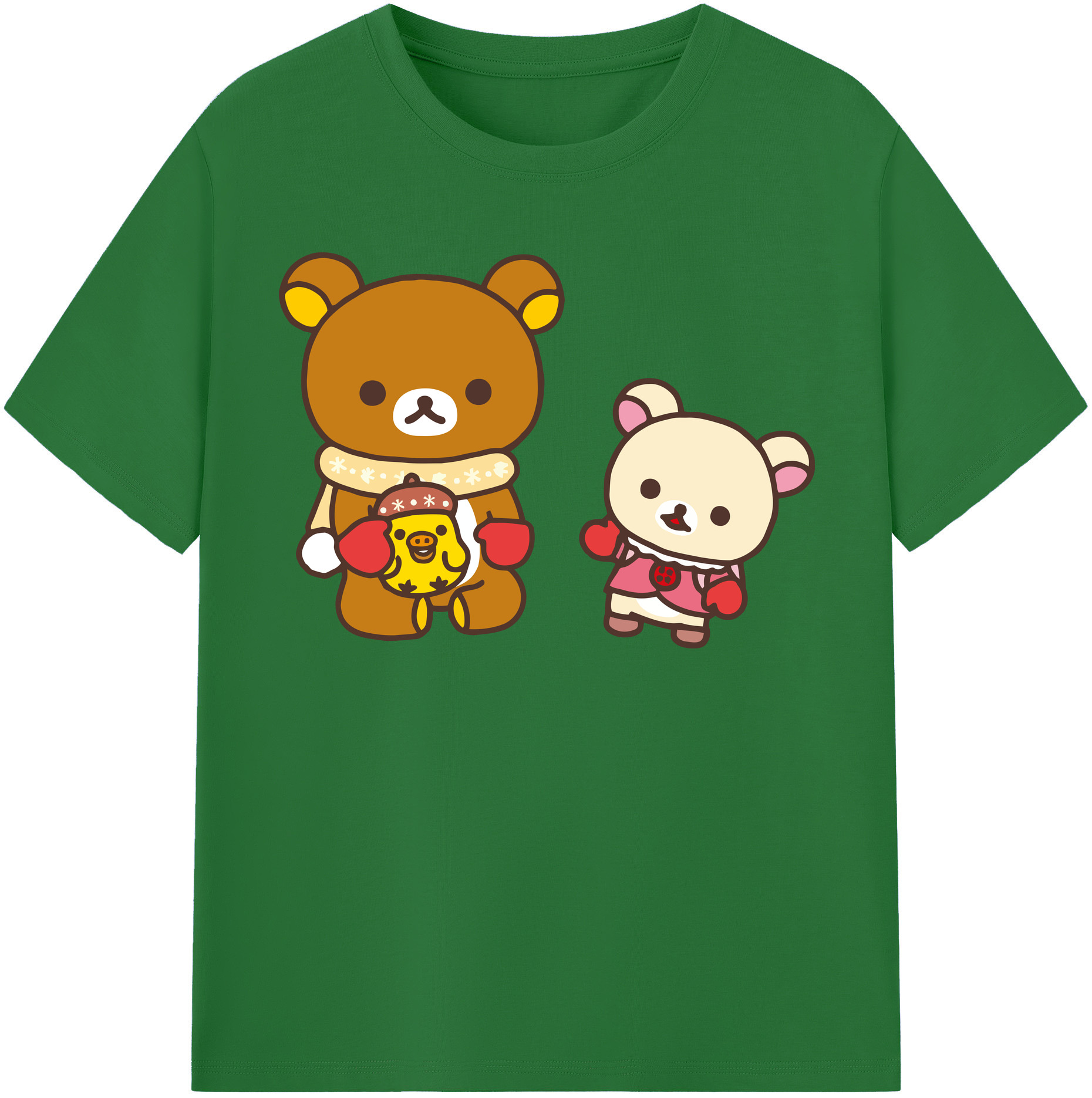（画像用） リラックマ リラックマ キイロイトリ Rilakkuma Korilakkuma Kiiroitori 綿100％半袖Tシャツ（フロントプリント）