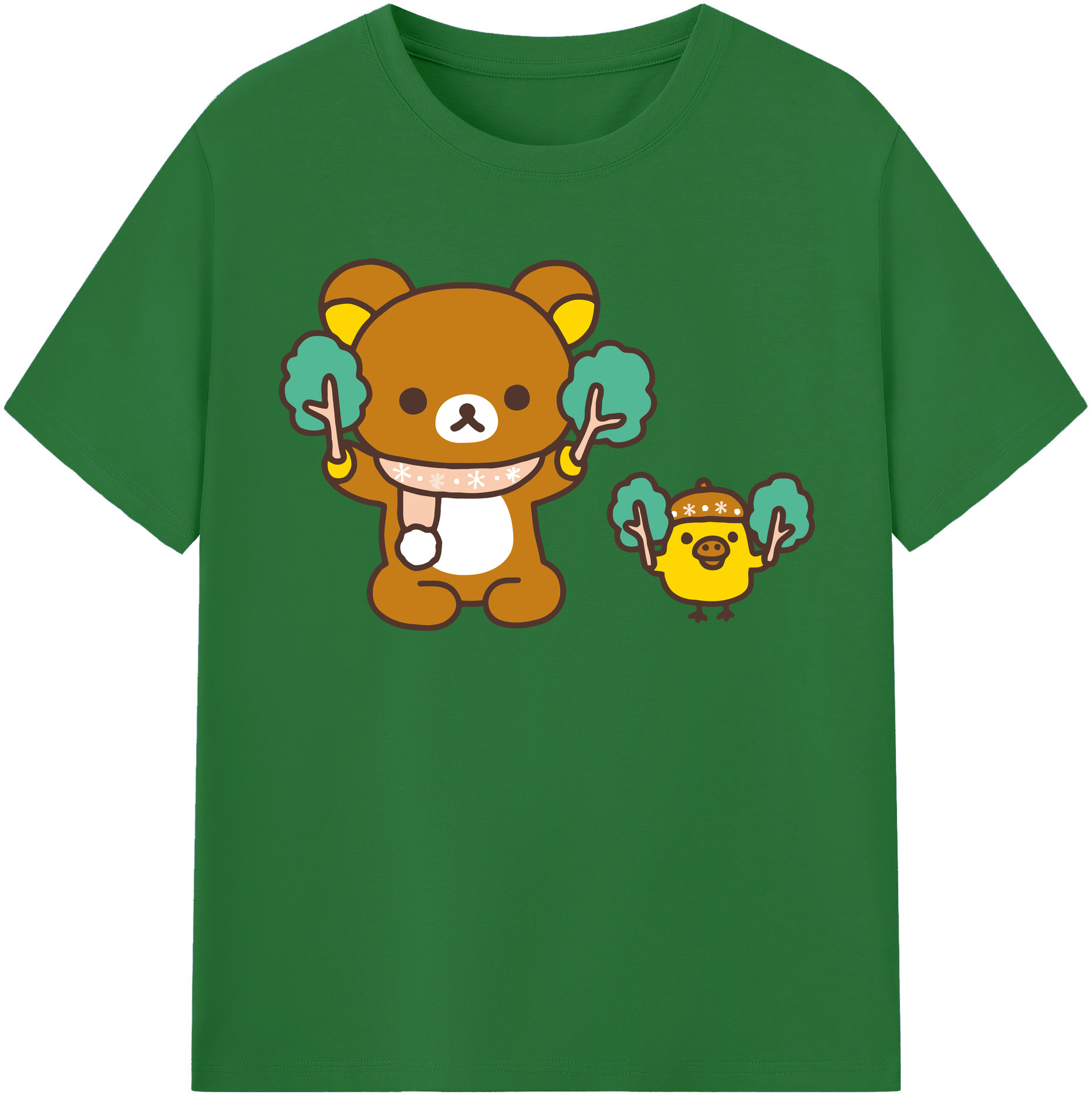 （画像用） リラックマ リラックマ キイロイトリ Rilakkuma Korilakkuma Kiiroitori 綿100％半袖Tシャツ（フロントプリント）