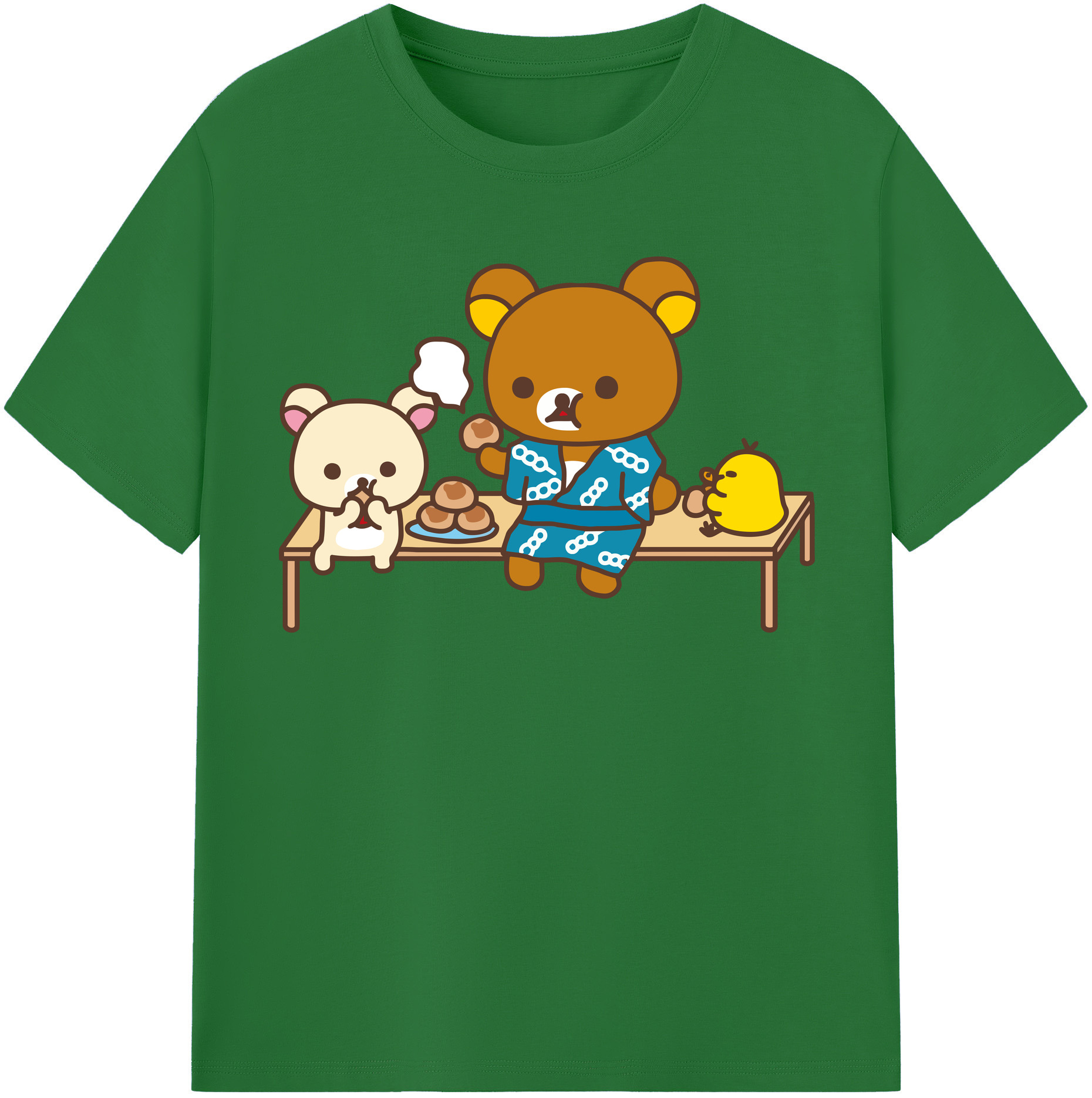 （画像用） リラックマ リラックマ キイロイトリ Rilakkuma Korilakkuma Kiiroitori 綿100％半袖Tシャツ（フロントプリント）