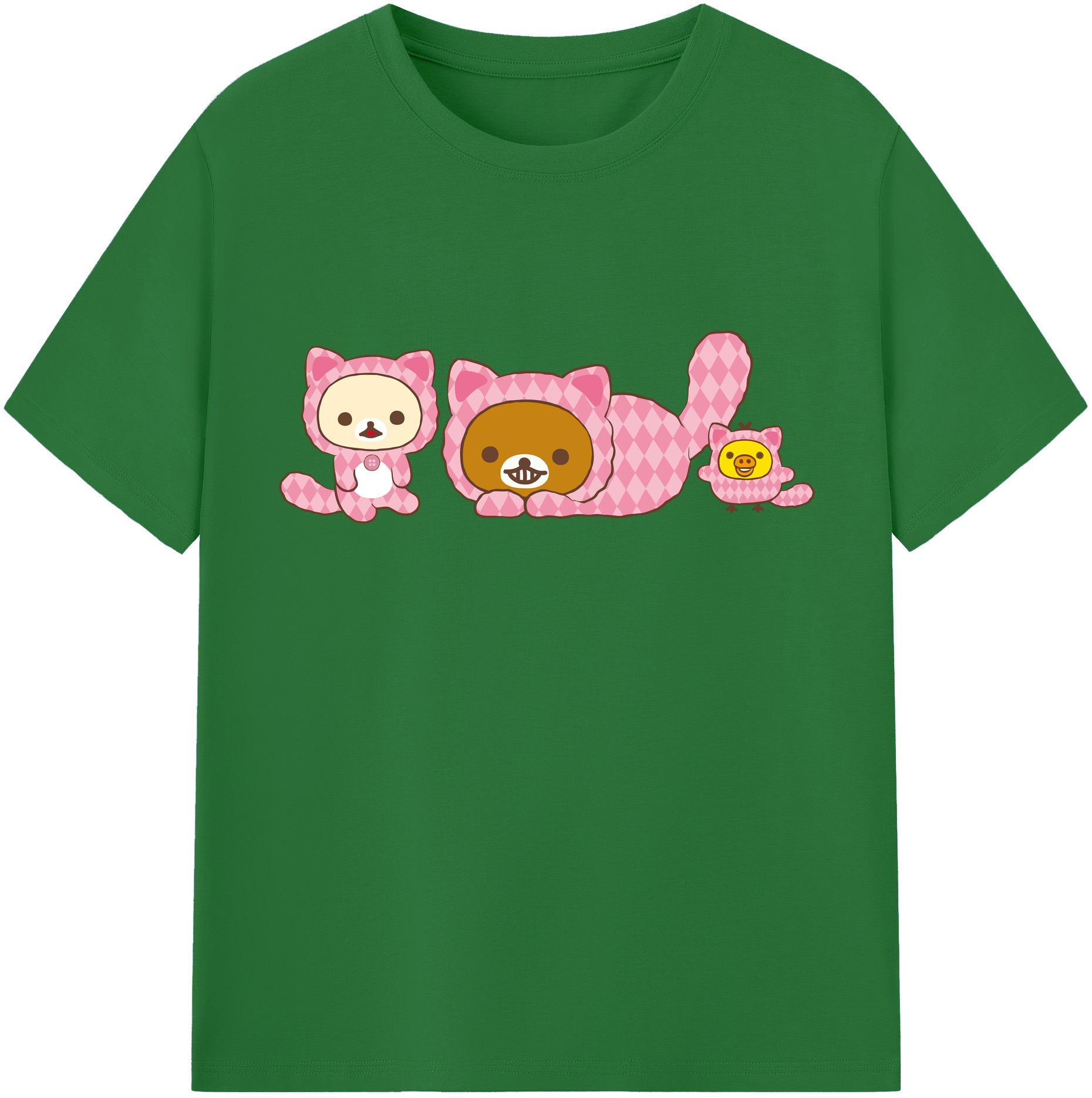 （画像用） リラックマ リラックマ キイロイトリ Rilakkuma Korilakkuma Kiiroitori 綿100％半袖Tシャツ（フロントプリント）