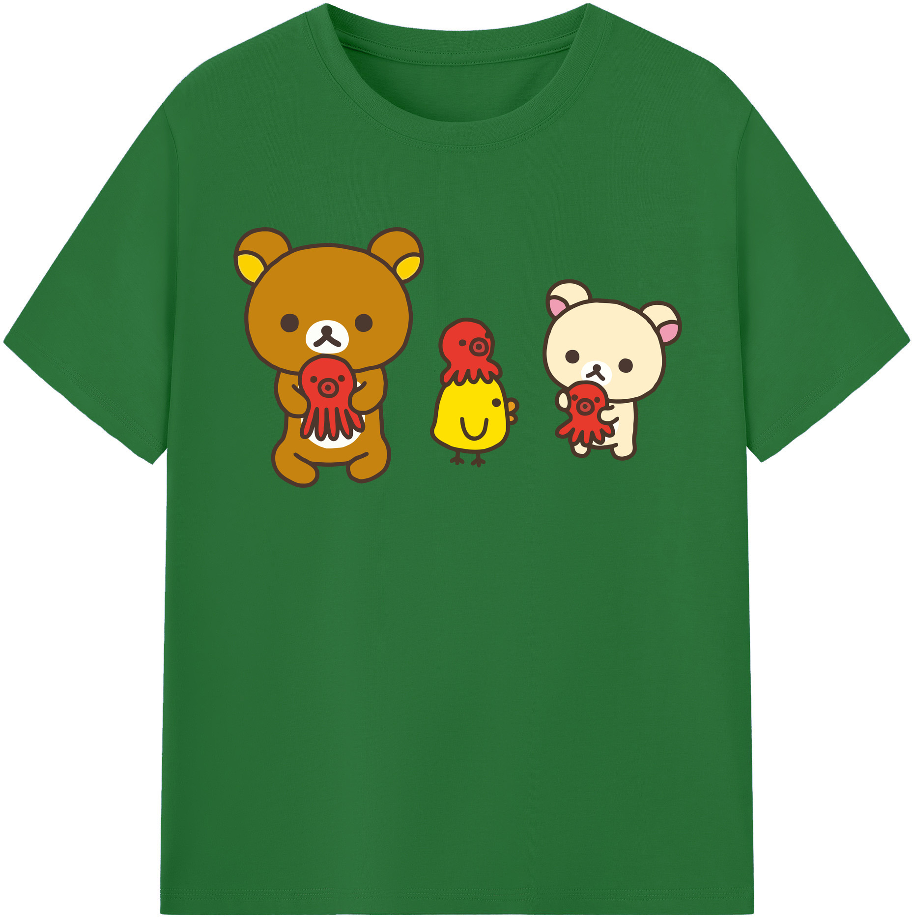 （画像用） リラックマ リラックマ キイロイトリ Rilakkuma Korilakkuma Kiiroitori 綿100％半袖Tシャツ（フロントプリント）