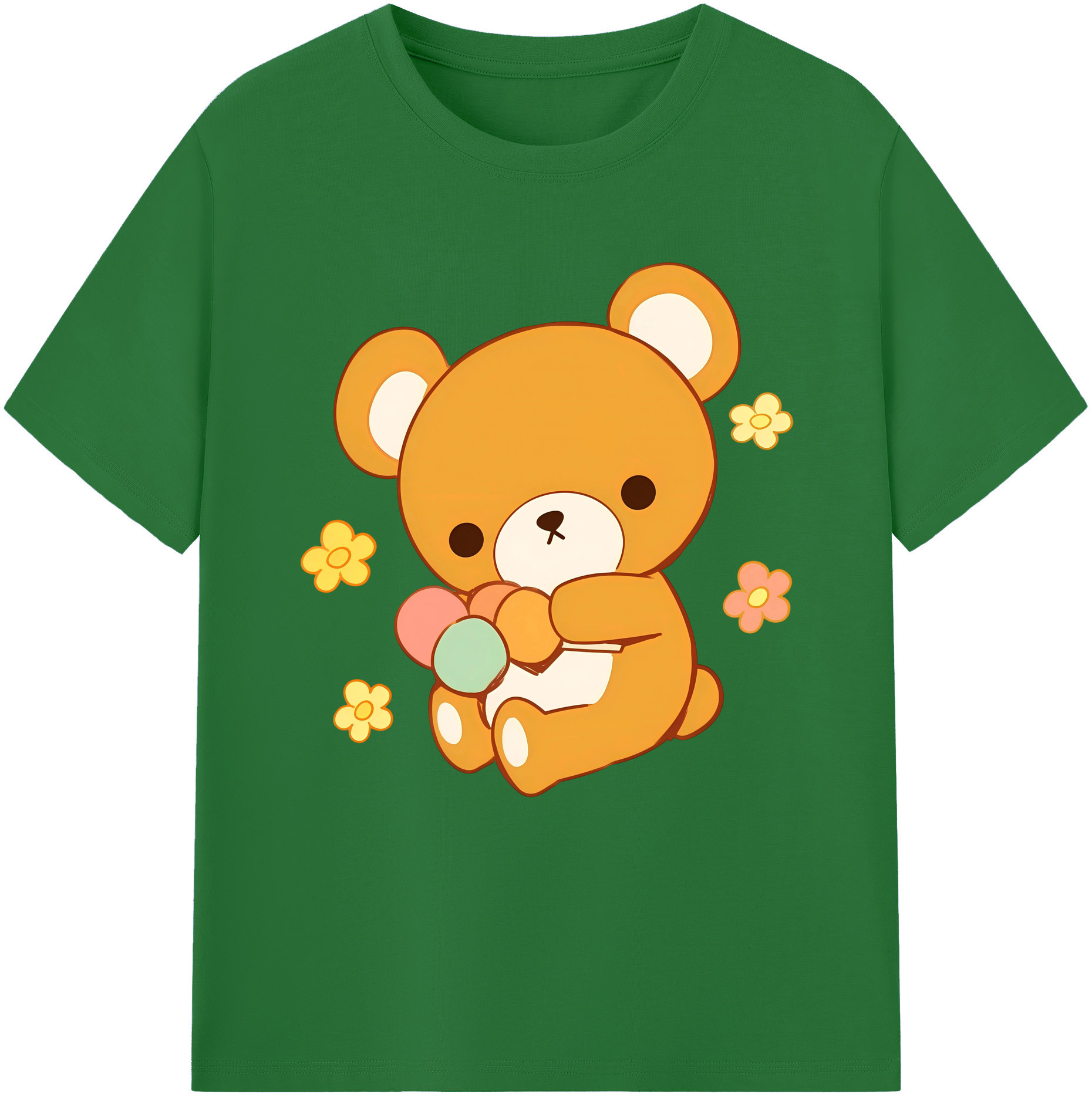 （画像用） リラックマ リラックマ キイロイトリ Rilakkuma Korilakkuma Kiiroitori 綿100％半袖Tシャツ（フロントプリント）