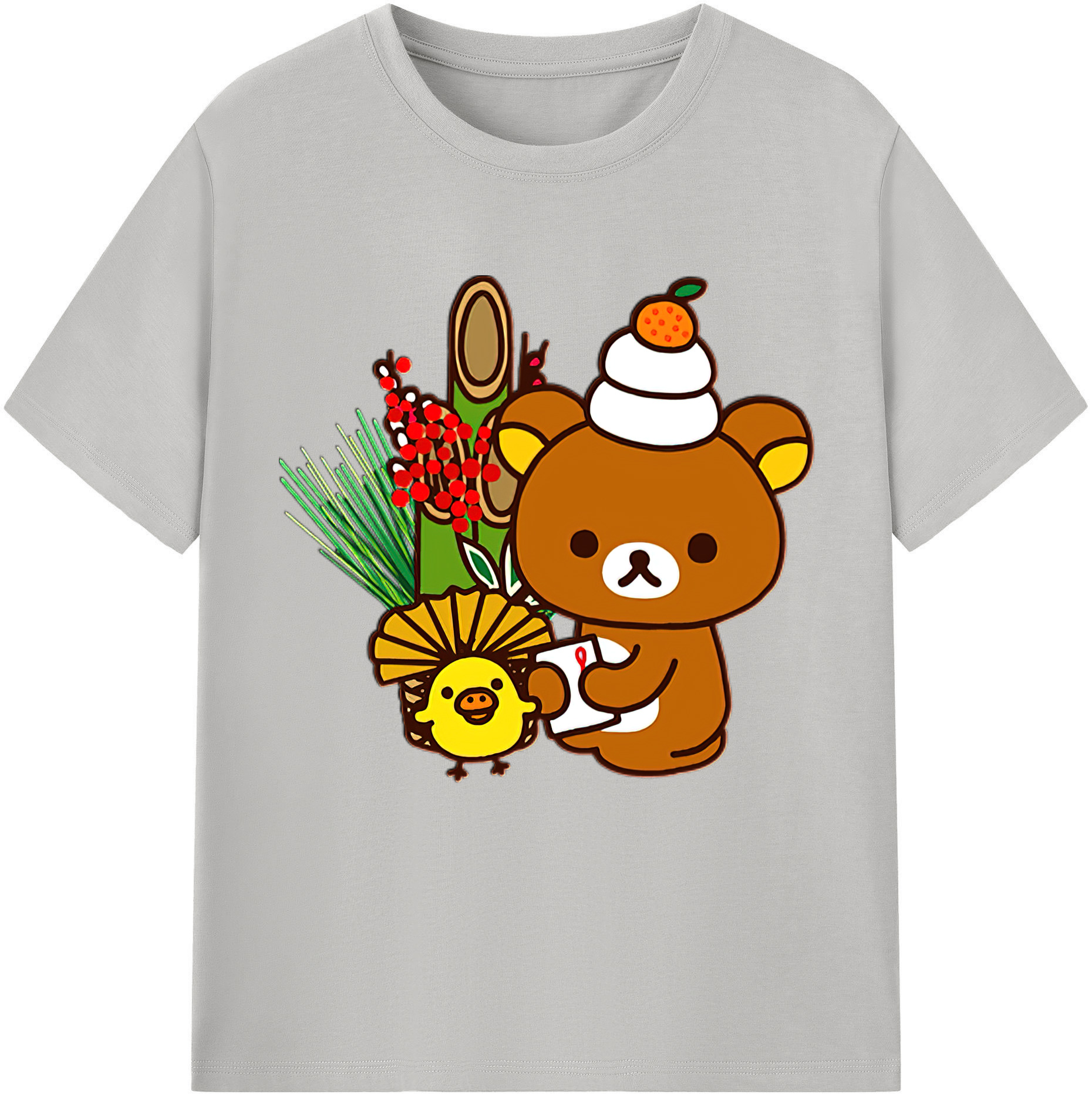 （画像用） リラックマ リラックマ キイロイトリ Rilakkuma Korilakkuma Kiiroitori 綿100％半袖Tシャツ（フロントプリント）