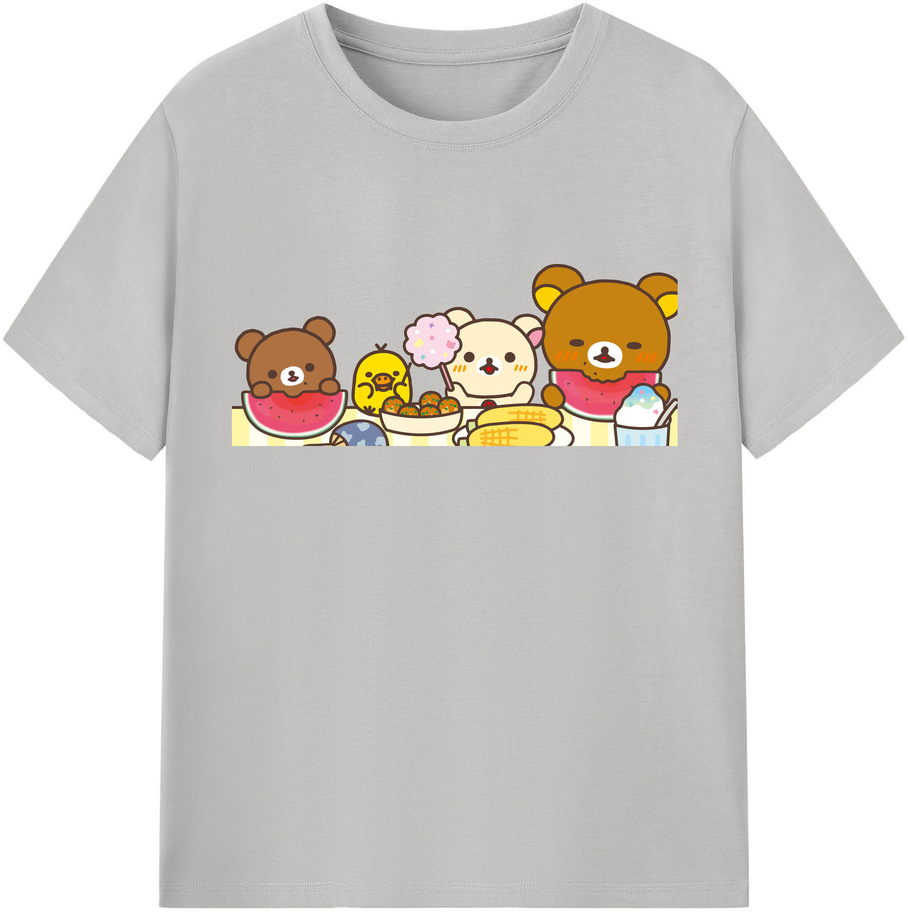 （画像用） リラックマ リラックマ キイロイトリ Rilakkuma Korilakkuma Kiiroitori 綿100％半袖Tシャツ（フロントプリント）