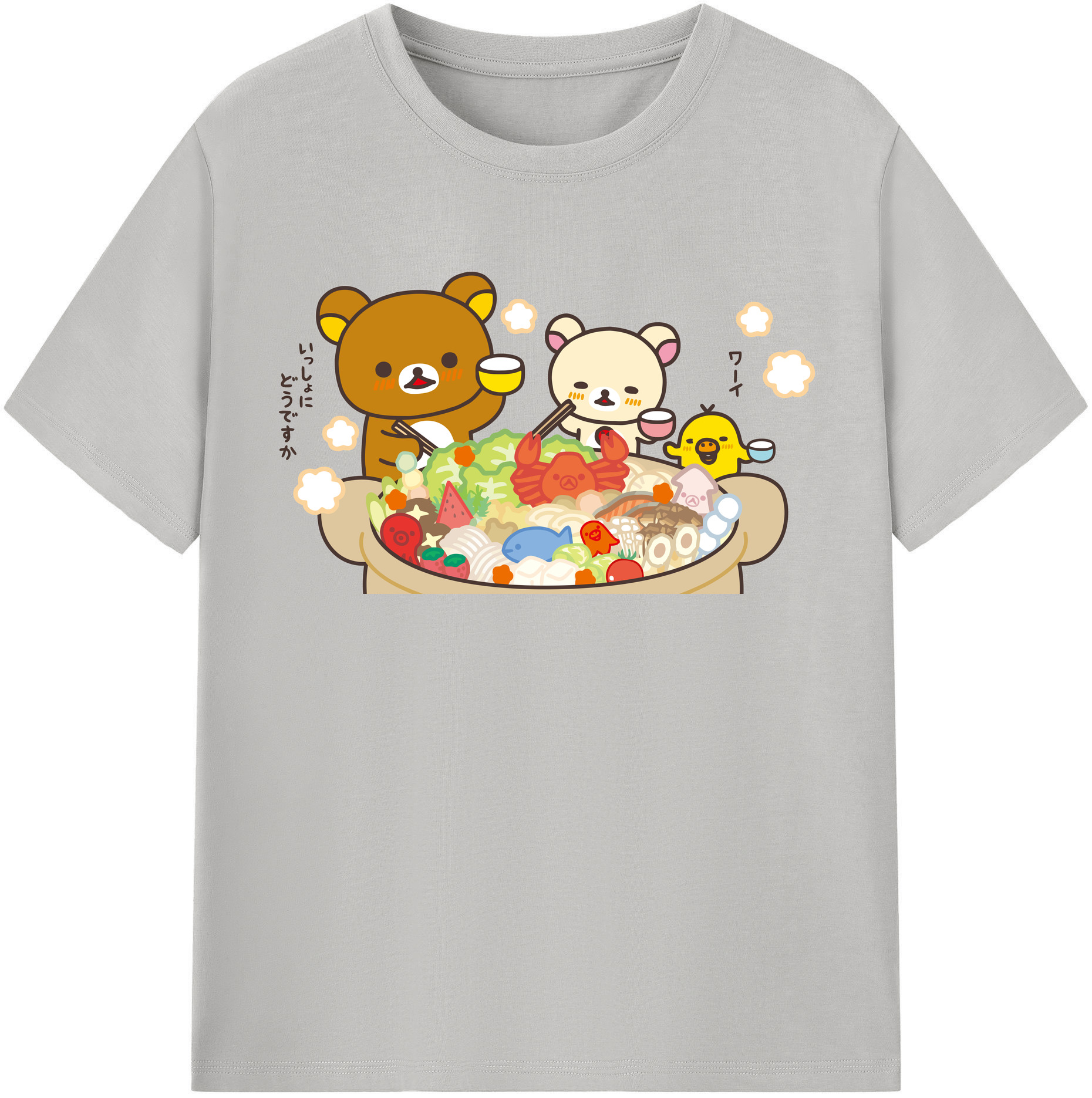 （画像用） リラックマ リラックマ キイロイトリ Rilakkuma Korilakkuma Kiiroitori 綿100％半袖Tシャツ（フロントプリント）