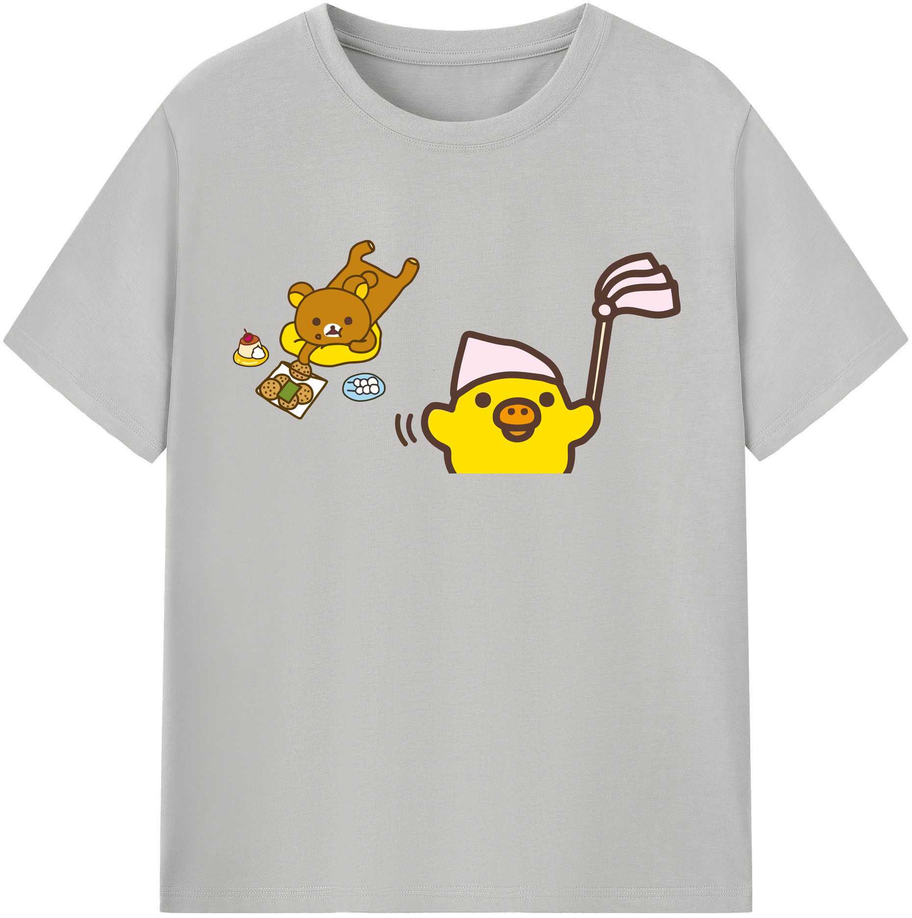 （画像用） リラックマ リラックマ キイロイトリ Rilakkuma Korilakkuma Kiiroitori 綿100％半袖Tシャツ（フロントプリント）