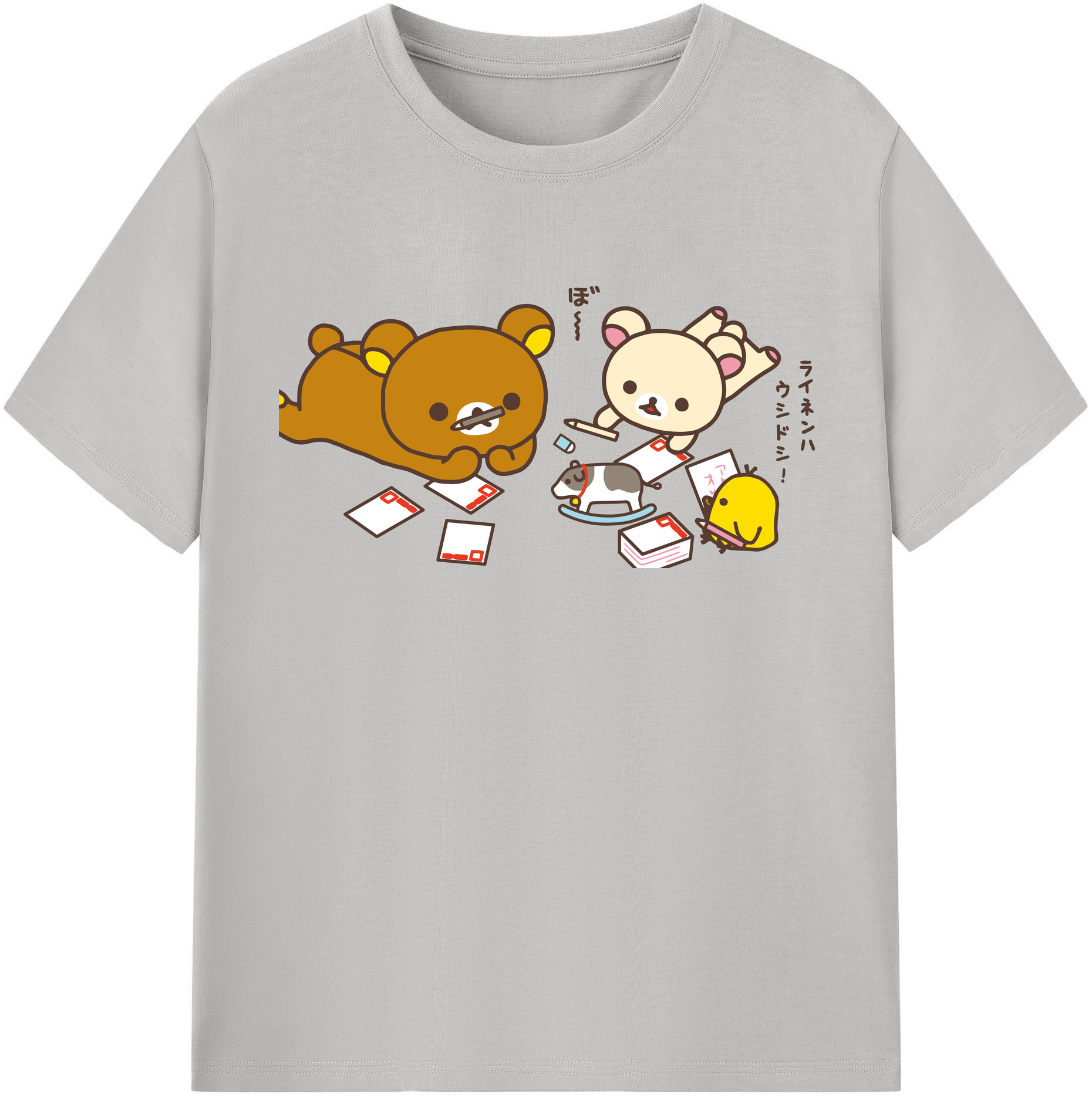 （画像用） リラックマ リラックマ キイロイトリ Rilakkuma Korilakkuma Kiiroitori 綿100％半袖Tシャツ（フロントプリント）
