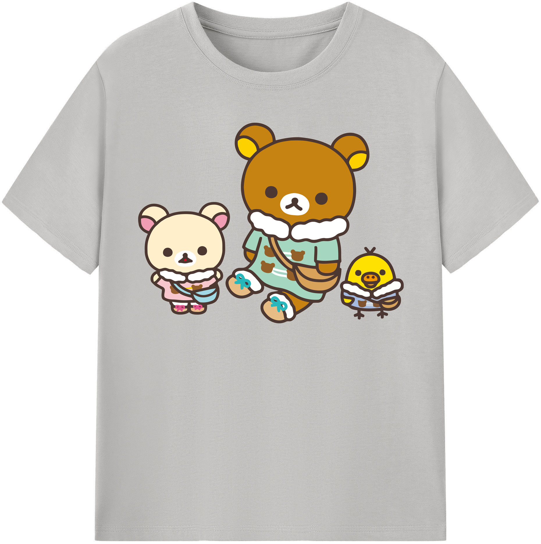 （画像用） リラックマ リラックマ キイロイトリ Rilakkuma Korilakkuma Kiiroitori 綿100％半袖Tシャツ（フロントプリント）