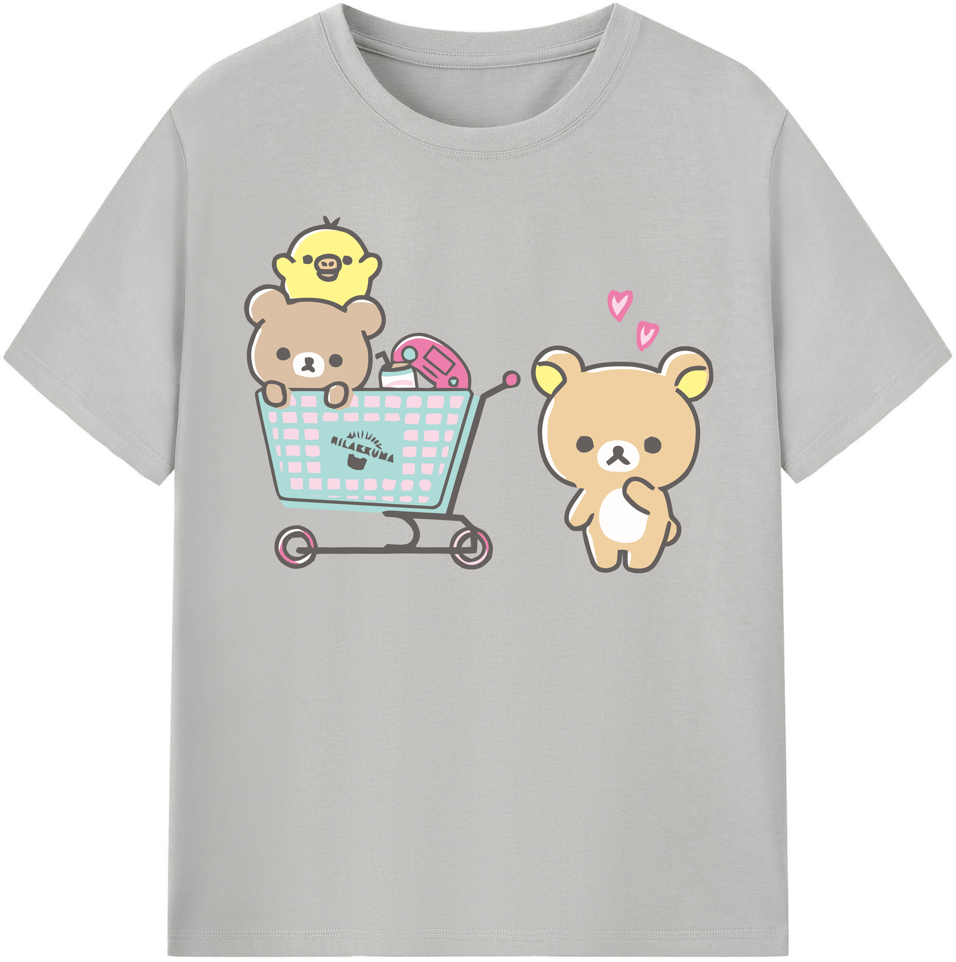 （画像用） リラックマ リラックマ キイロイトリ Rilakkuma Korilakkuma Kiiroitori 綿100％半袖Tシャツ（フロントプリント）