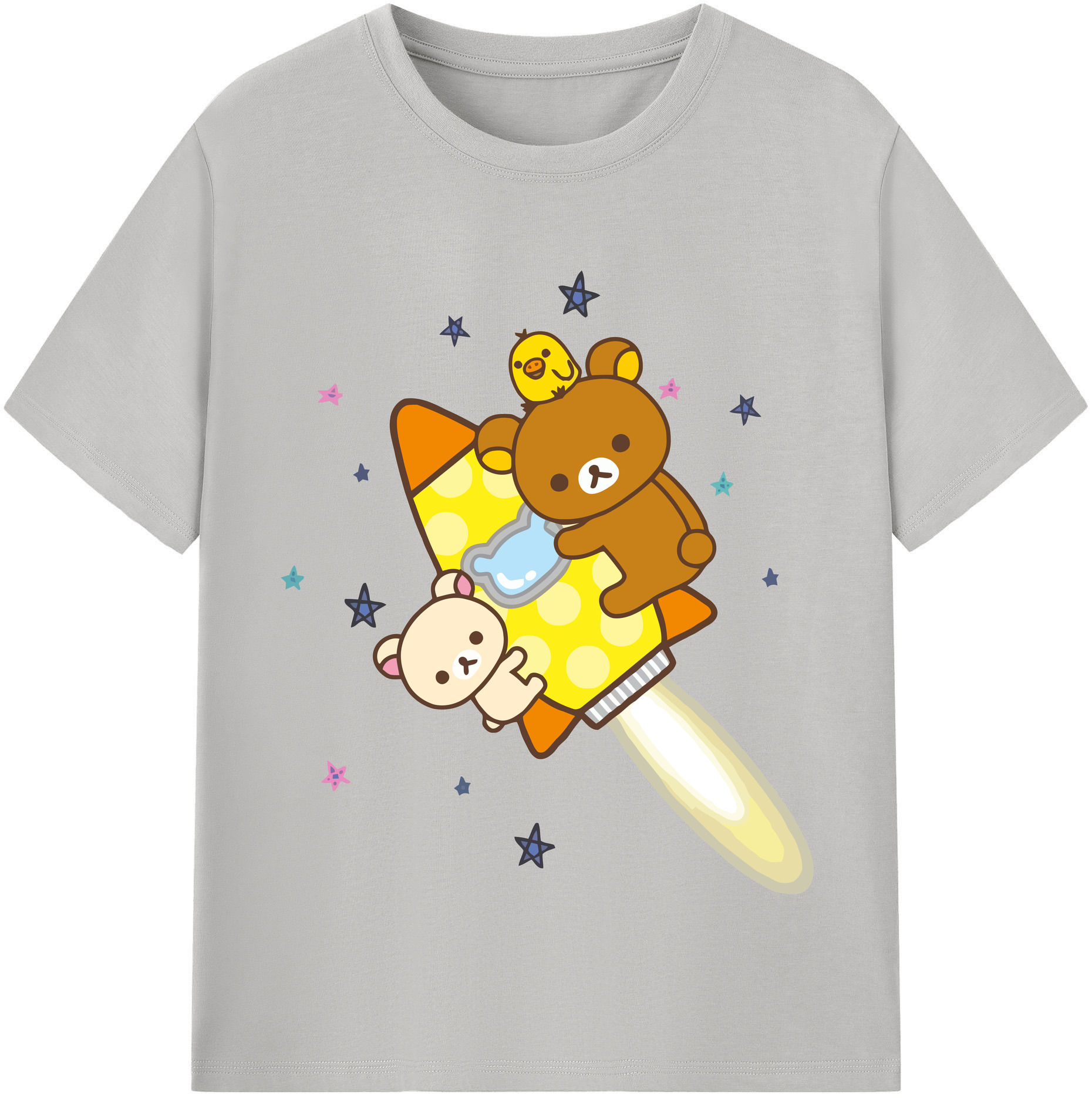 （画像用） リラックマ リラックマ キイロイトリ Rilakkuma Korilakkuma Kiiroitori 綿100％半袖Tシャツ（フロントプリント）
