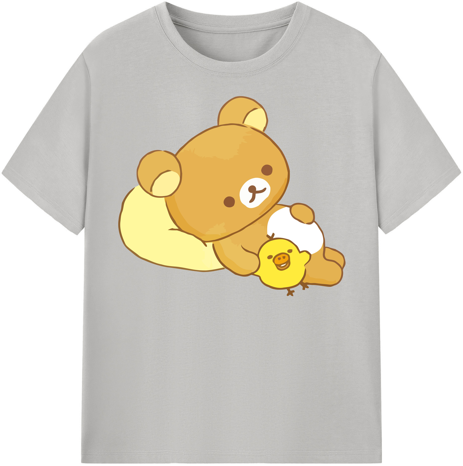 （画像用） リラックマ リラックマ キイロイトリ Rilakkuma Korilakkuma Kiiroitori 綿100％半袖Tシャツ（フロントプリント）