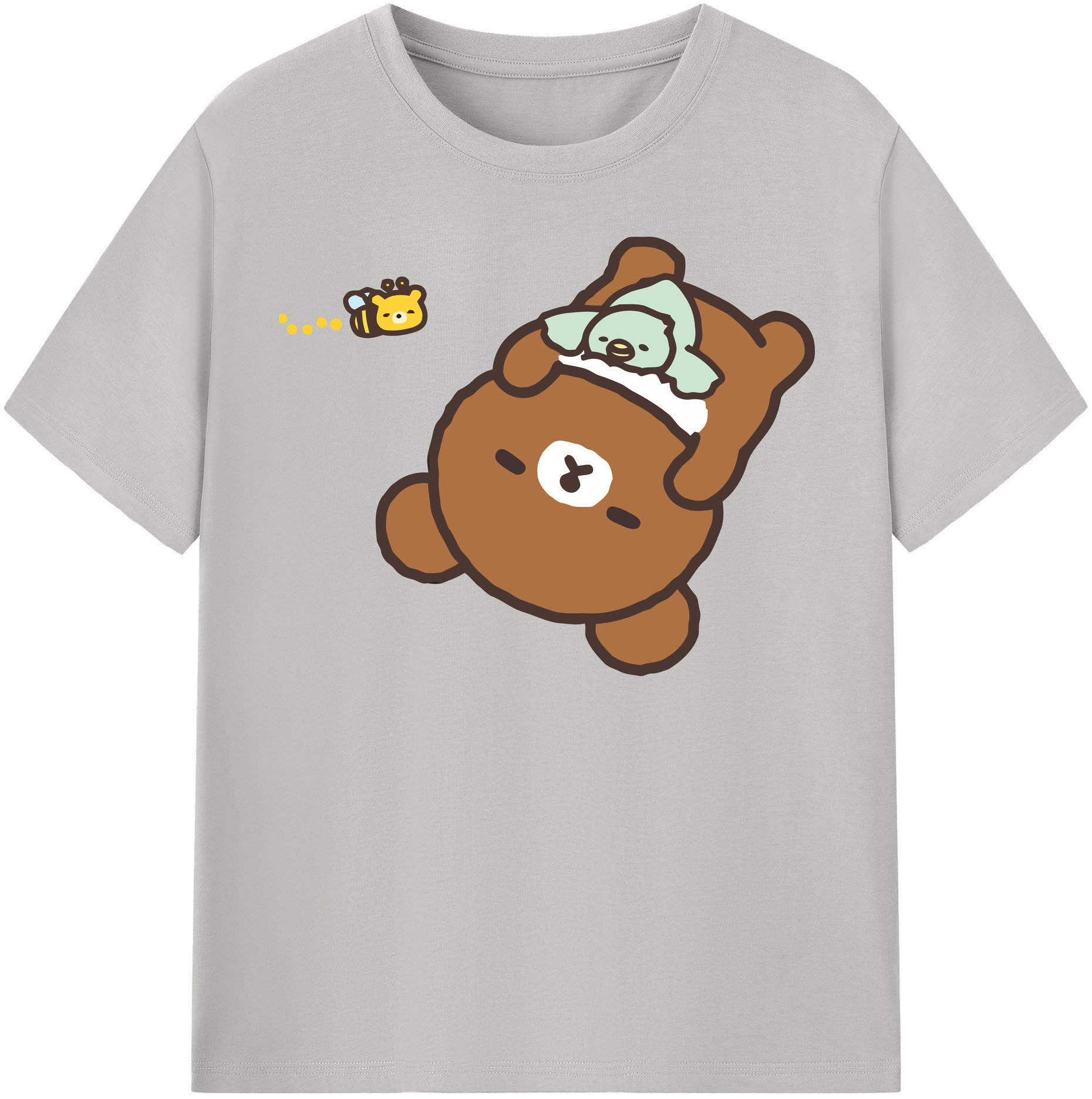 （画像用） リラックマ リラックマ キイロイトリ Rilakkuma Korilakkuma Kiiroitori 綿100％半袖Tシャツ（フロントプリント）