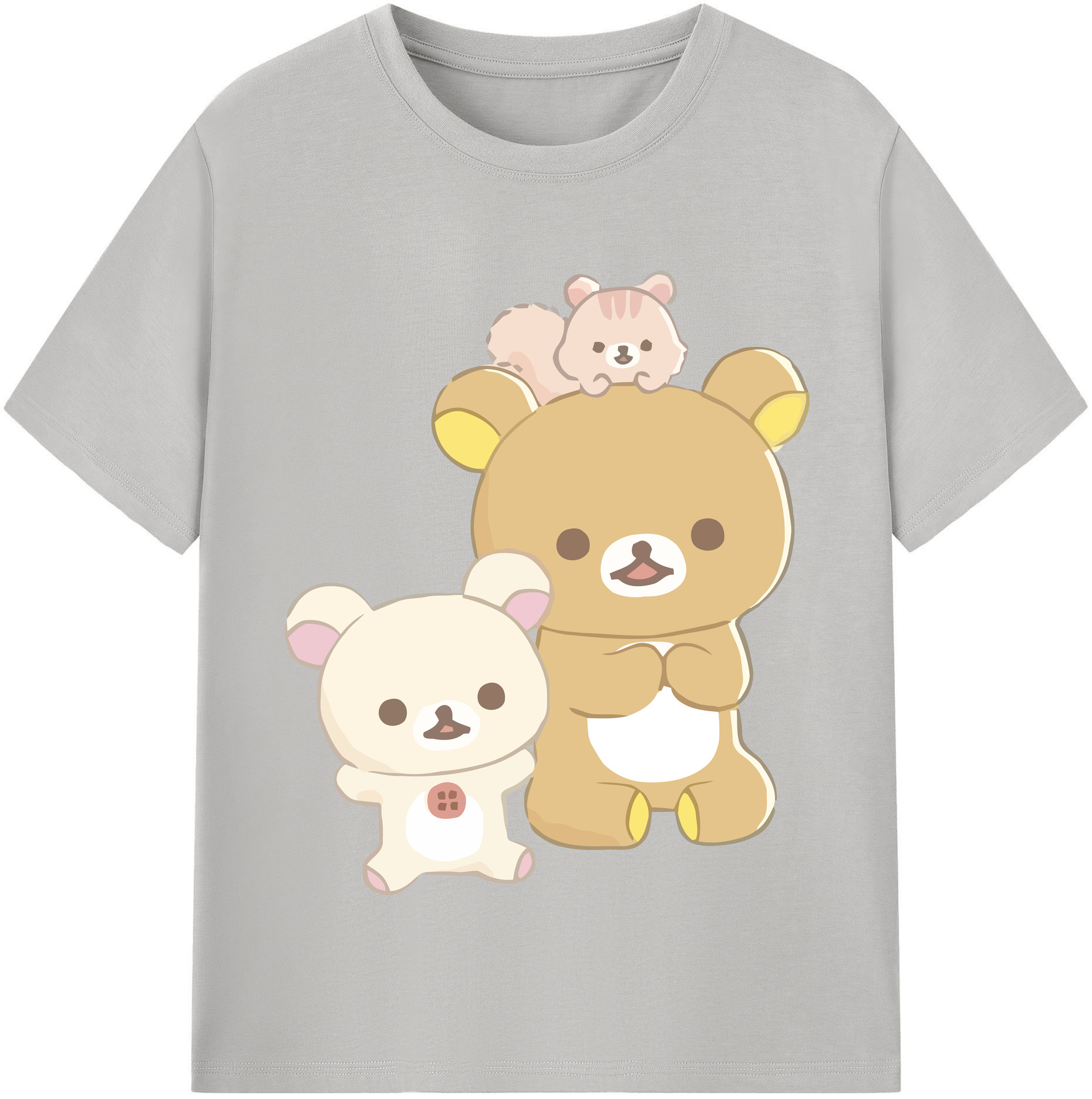 （画像用） リラックマ リラックマ キイロイトリ Rilakkuma Korilakkuma Kiiroitori 綿100％半袖Tシャツ（フロントプリント）