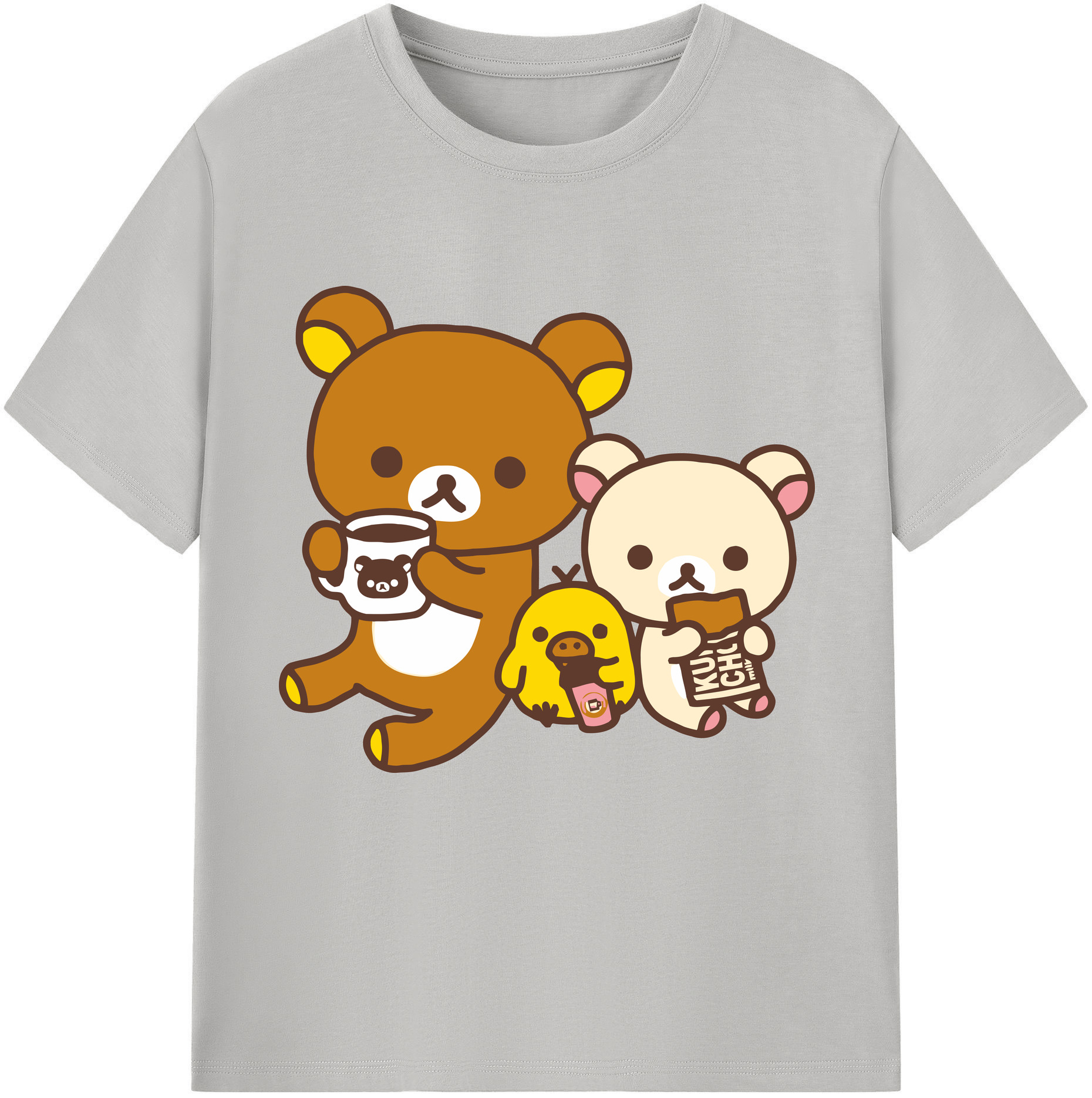 （画像用） リラックマ リラックマ キイロイトリ Rilakkuma Korilakkuma Kiiroitori 綿100％半袖Tシャツ（フロントプリント）