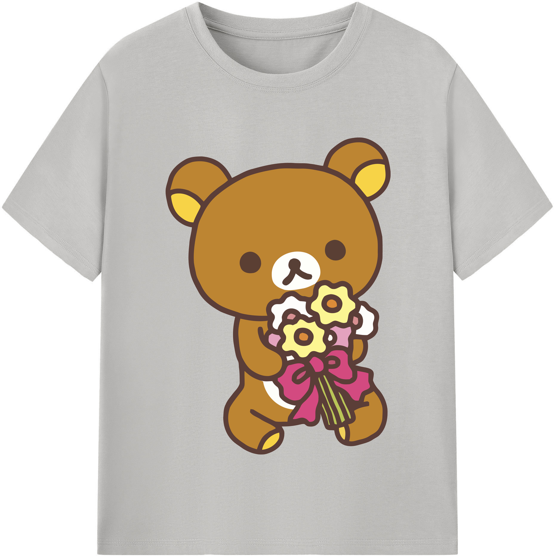 （画像用） リラックマ リラックマ キイロイトリ Rilakkuma Korilakkuma Kiiroitori 綿100％半袖Tシャツ（フロントプリント）