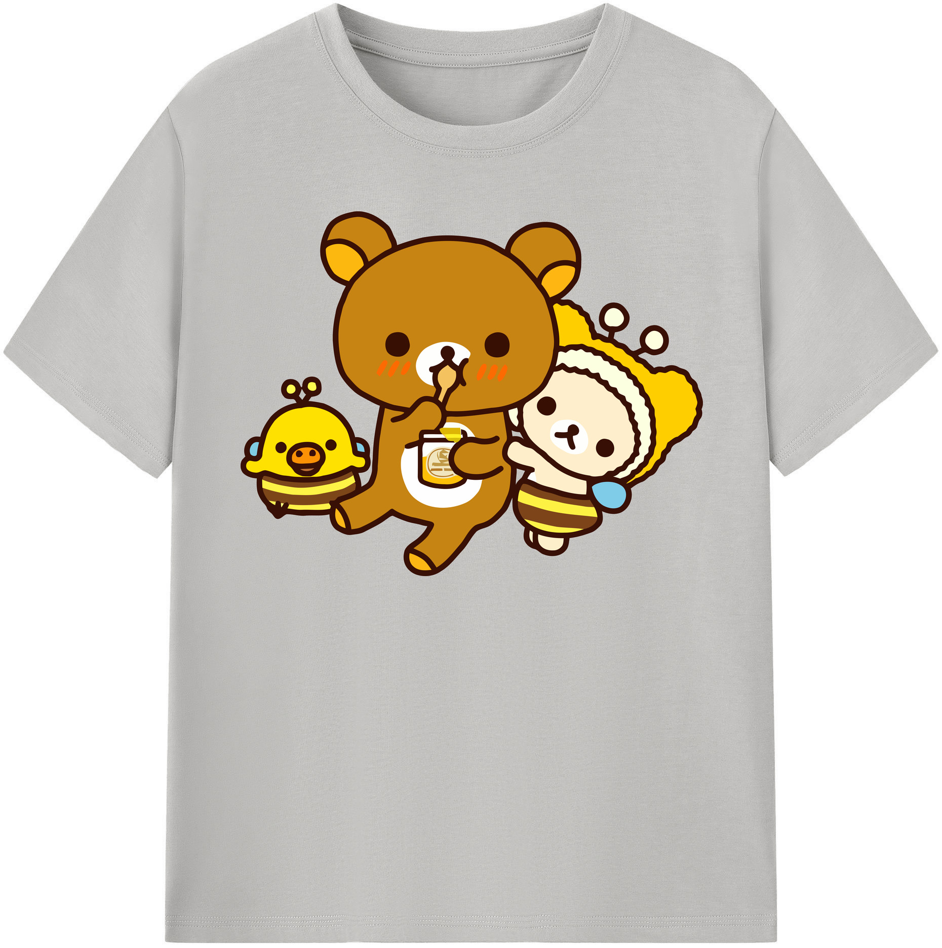 （画像用） リラックマ リラックマ キイロイトリ Rilakkuma Korilakkuma Kiiroitori 綿100％半袖Tシャツ（フロントプリント）