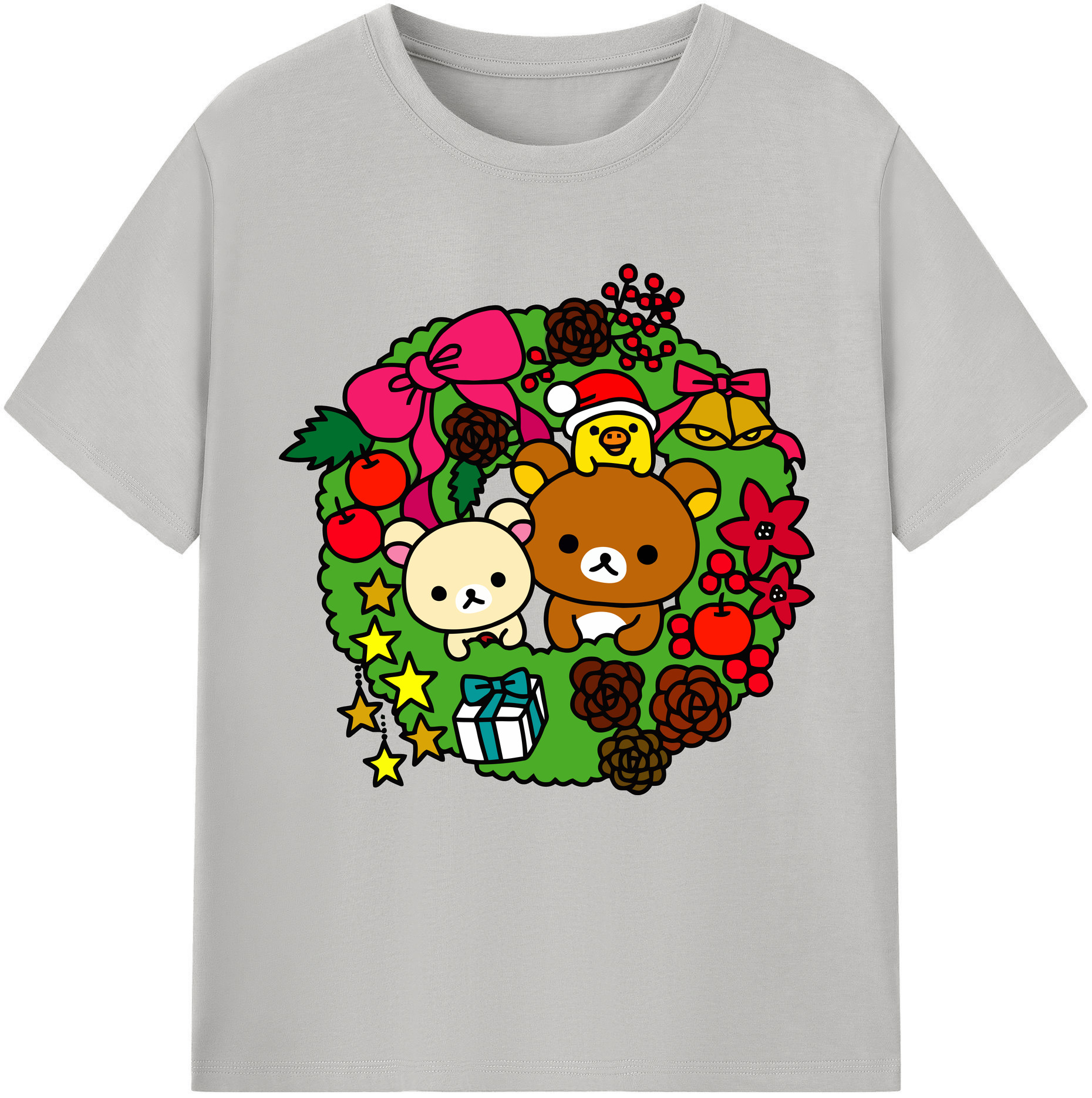 （画像用） リラックマ リラックマ キイロイトリ Rilakkuma Korilakkuma Kiiroitori 綿100％半袖Tシャツ（フロントプリント）