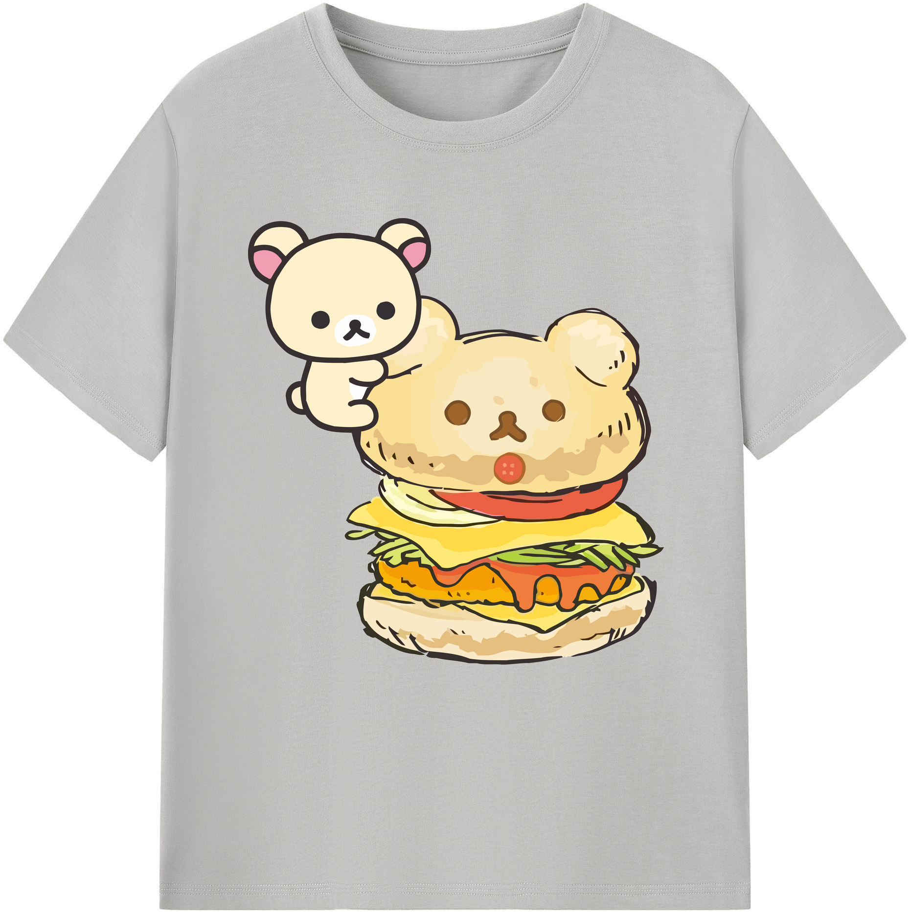 （画像用） リラックマ リラックマ キイロイトリ Rilakkuma Korilakkuma Kiiroitori 綿100％半袖Tシャツ（フロントプリント）