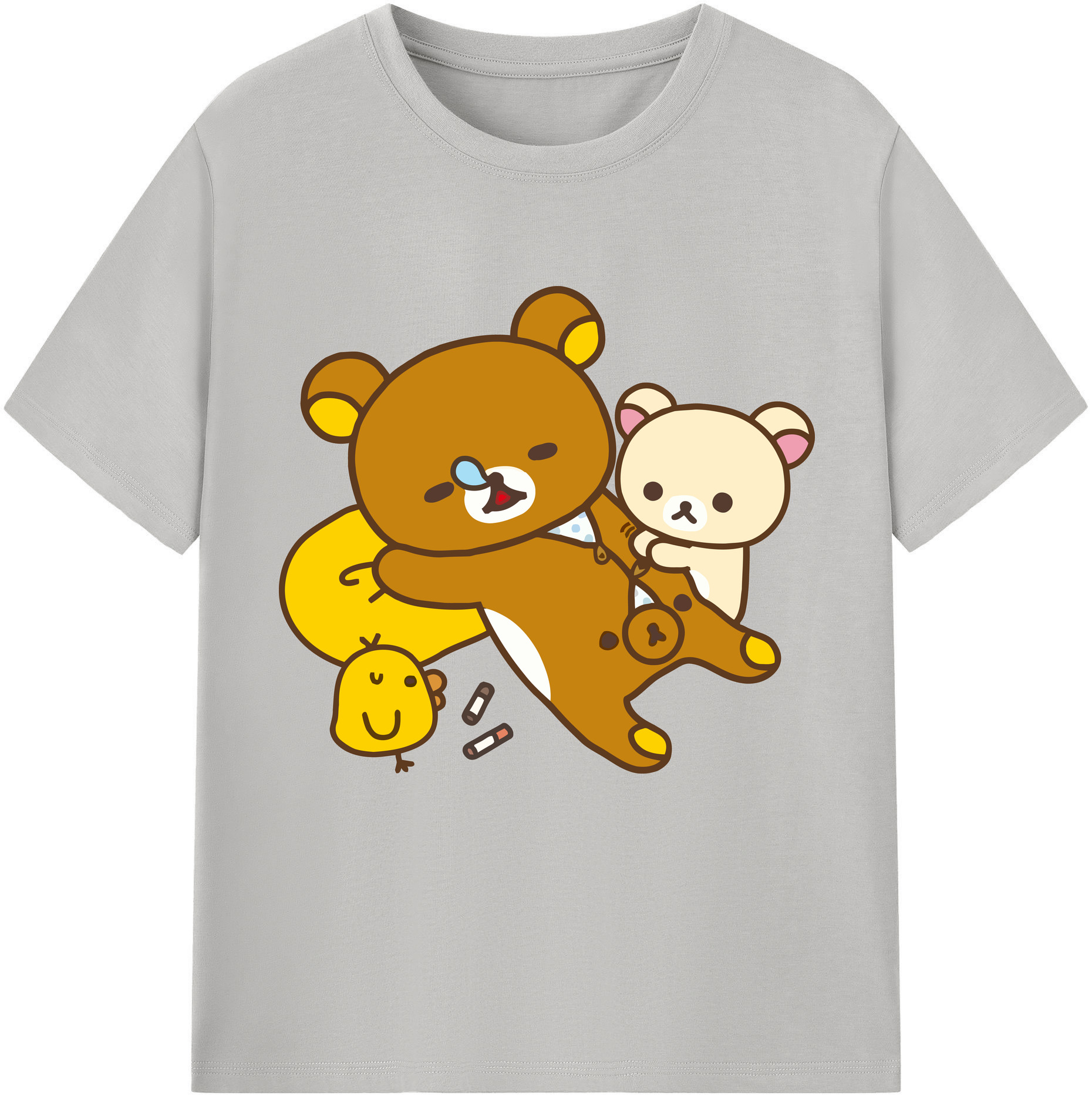（画像用） リラックマ リラックマ キイロイトリ Rilakkuma Korilakkuma Kiiroitori 綿100％半袖Tシャツ（フロントプリント）