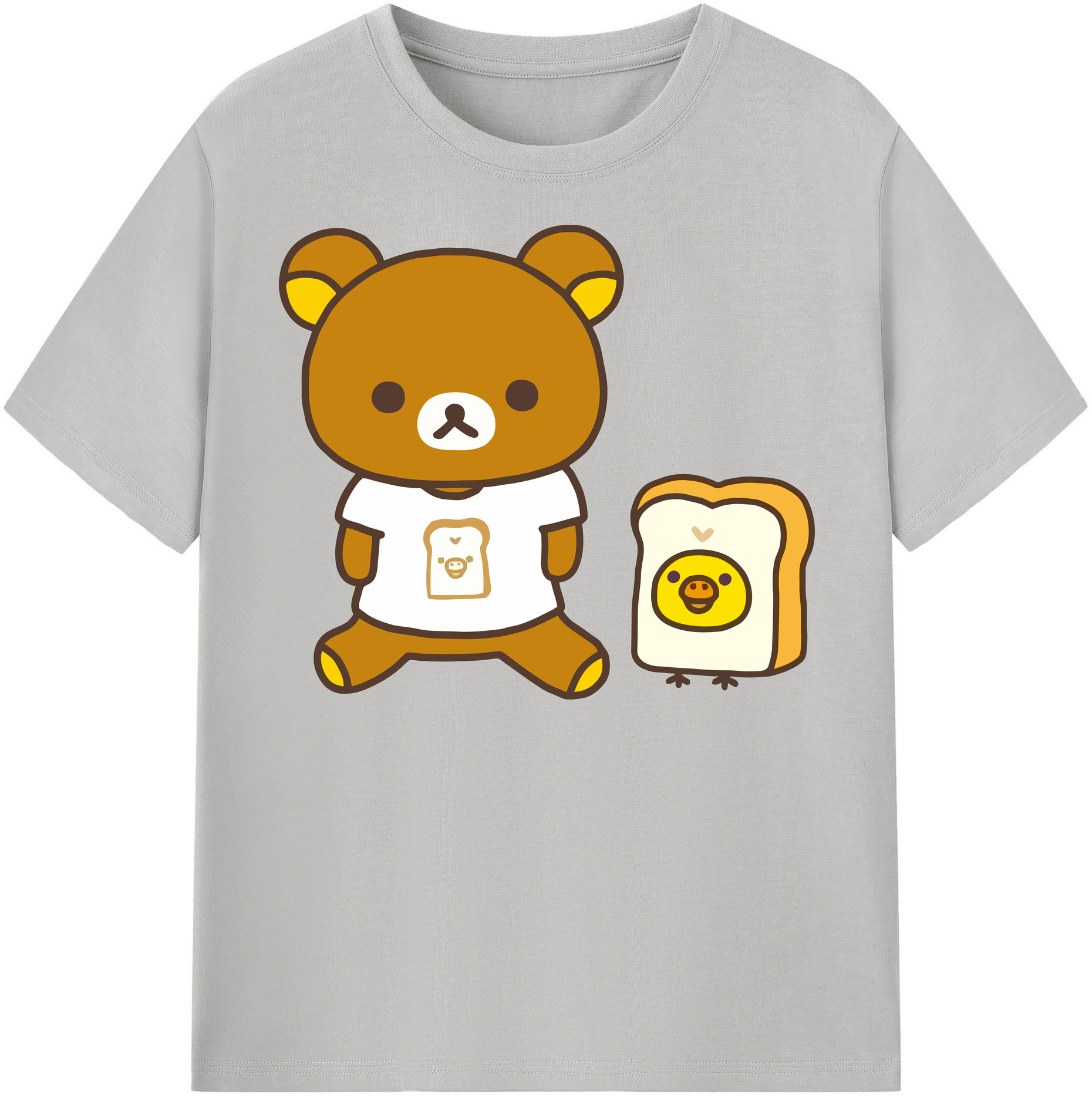 （画像用） リラックマ リラックマ キイロイトリ Rilakkuma Korilakkuma Kiiroitori 綿100％半袖Tシャツ（フロントプリント）